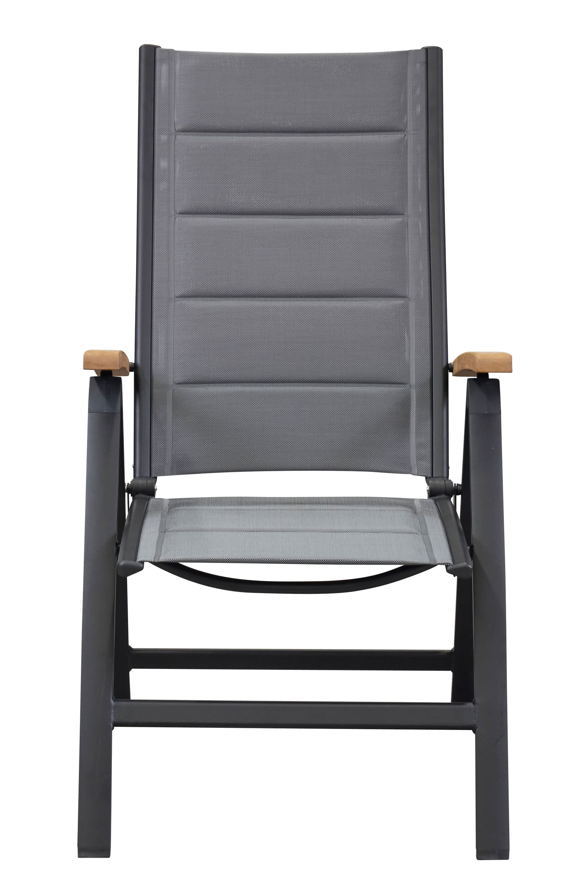 Gartenstuhl mit Teak Armlehne schwarz matt