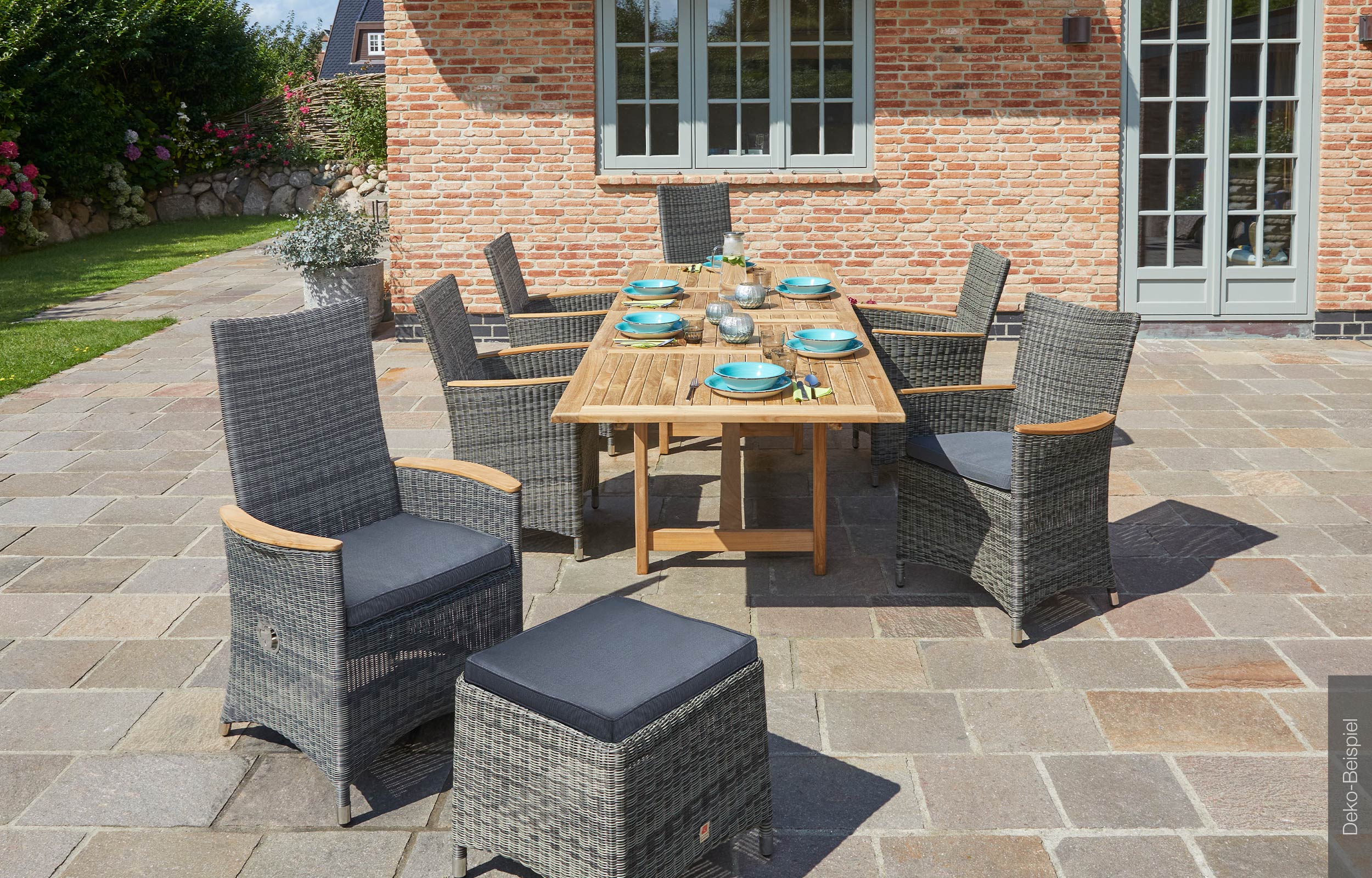 LC Garden »Chelsea« 8er Set Positionsstuhl Verstellsessel grau inkl. Sitzkissen 70x67x108cm