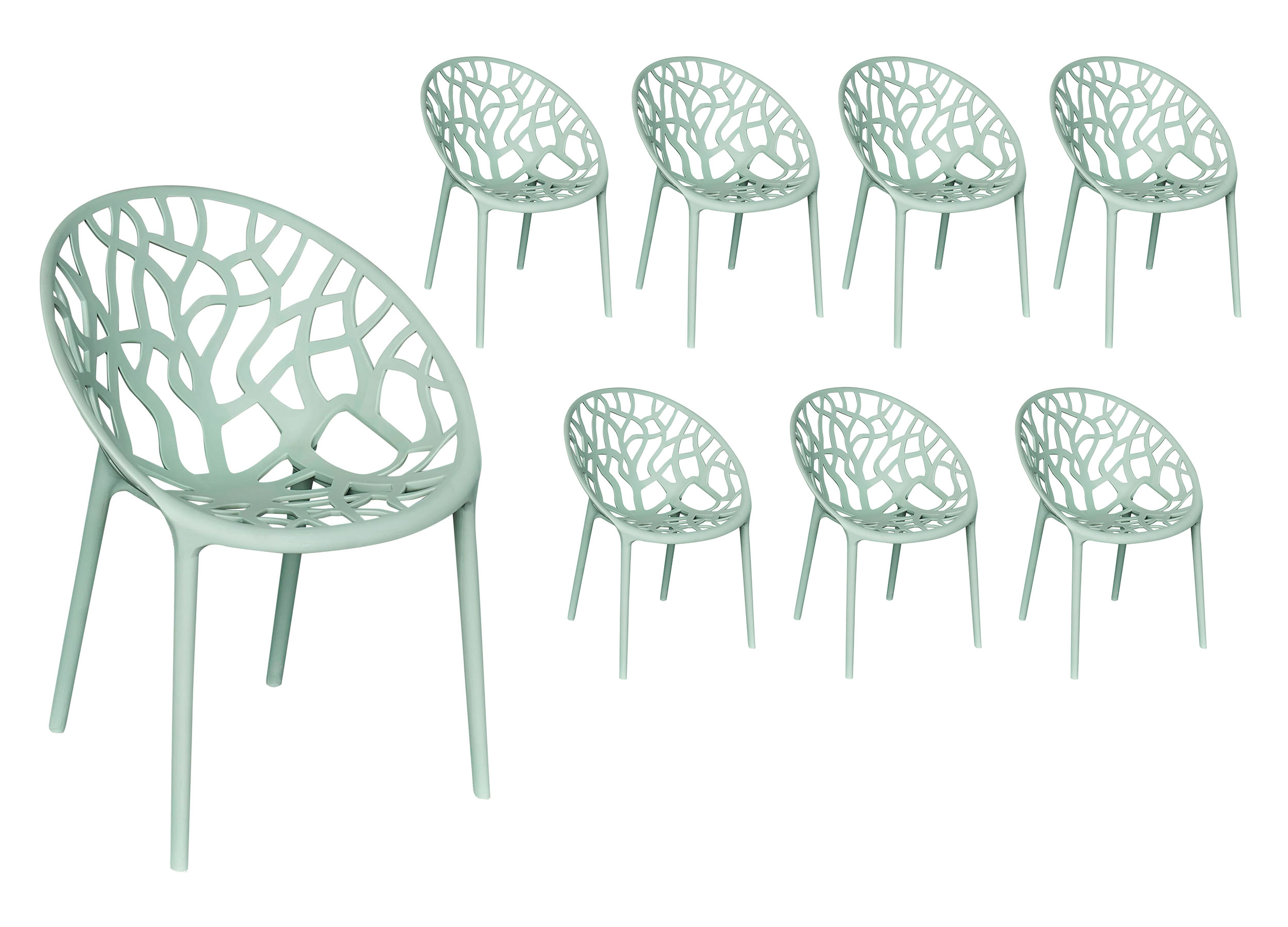 LC Garden Vomo 8er Set Gartenstühle Grün Stapelstühle Kunststoff stapelbar
