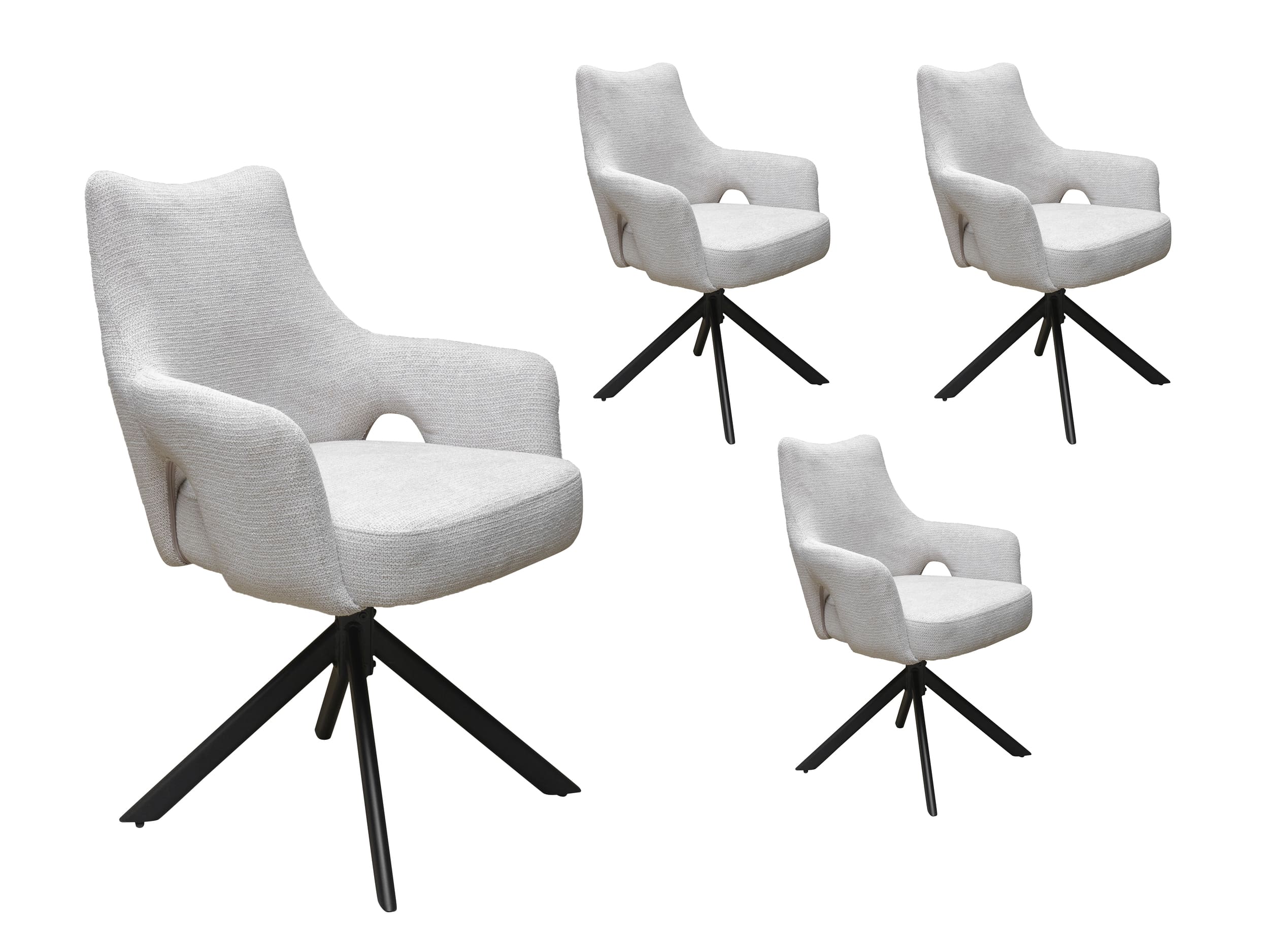 LC Home 4er Set Esszimmerstuhl Drehstuhl »Livrono« Webstoff Creme Polsterstuhl