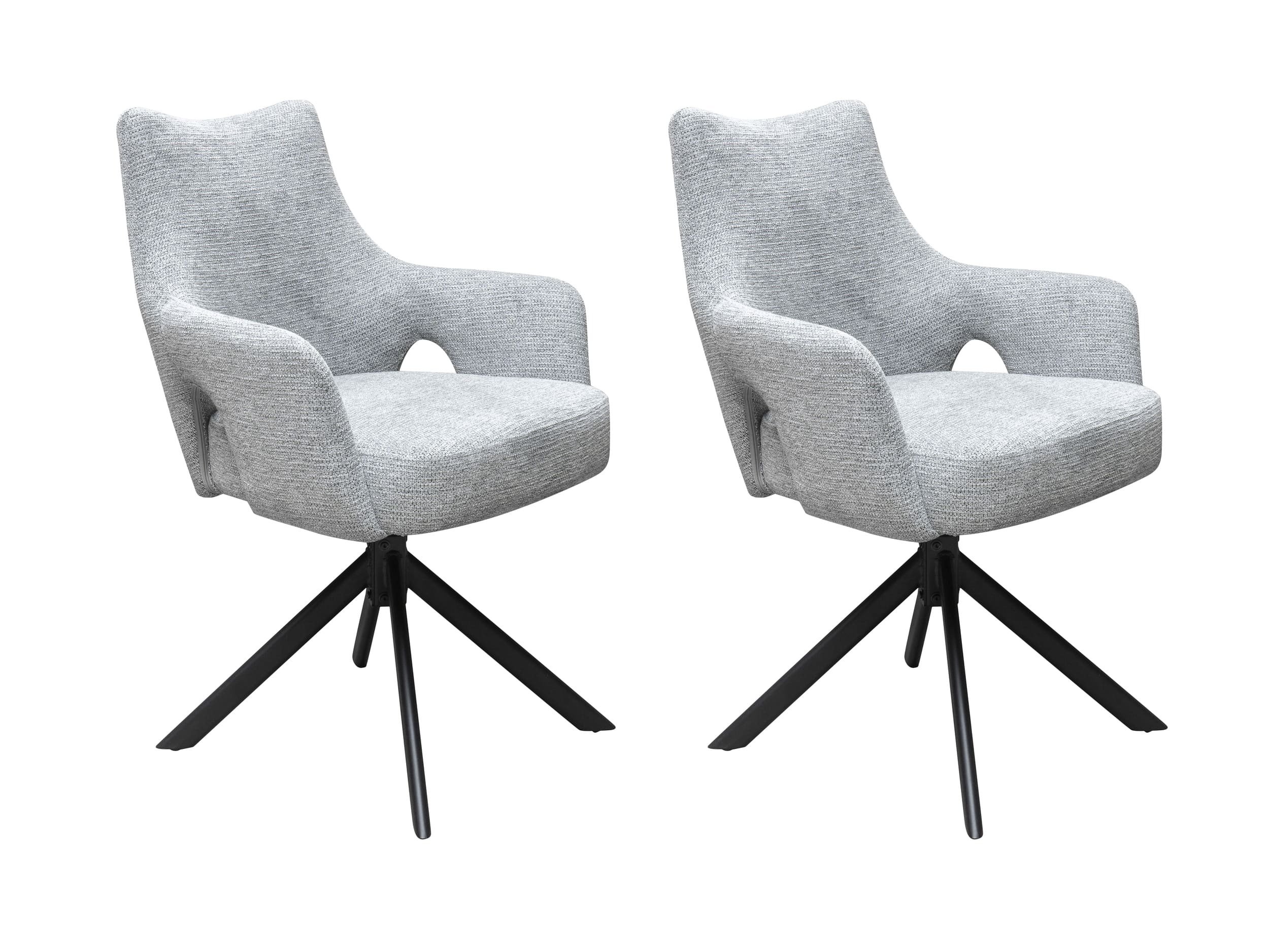 LC Home 2er Set Esszimmerstuhl Drehstuhl »Livrono« Webstoff Grau Polsterstuhl