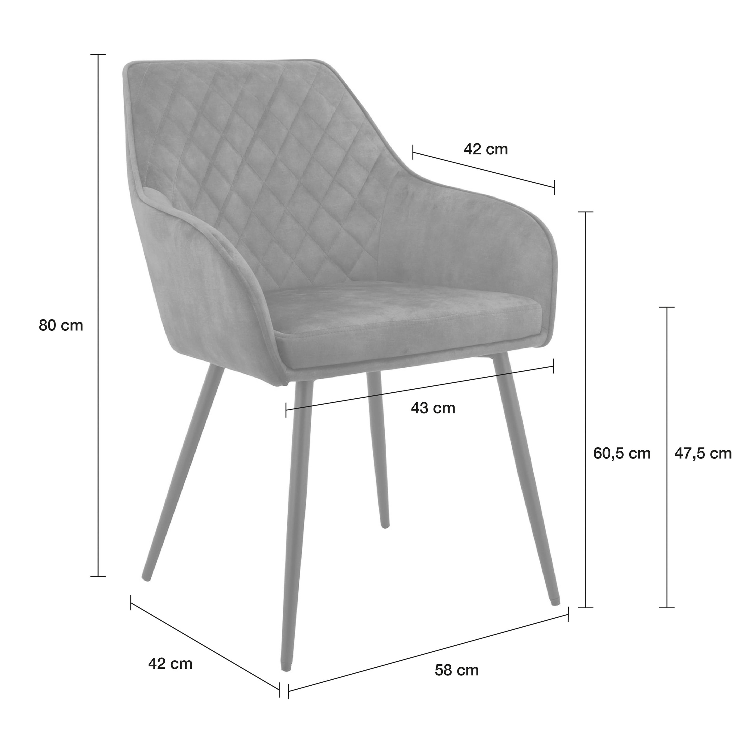LC Home 4er Set »Pisa« Armlehnenstuhl Esszimmerstuhl Samt braun