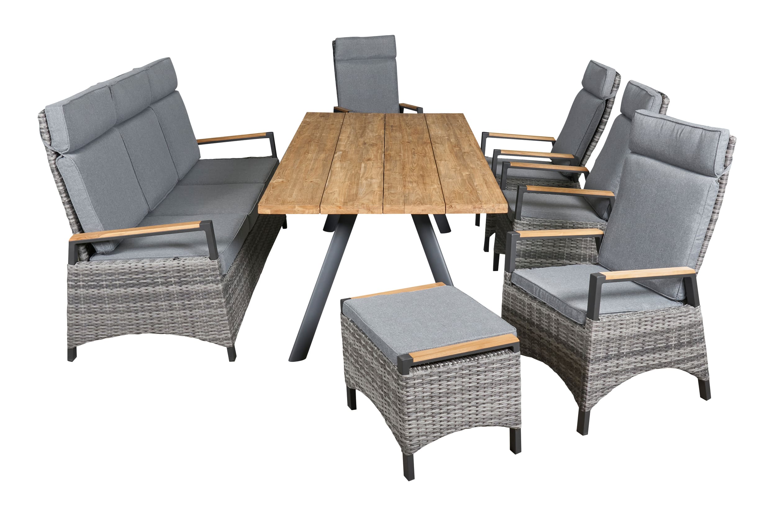 LC Garden Esstisch »Riviona« 200x100cm A-Metallgestell Teakholz recycelt natur 