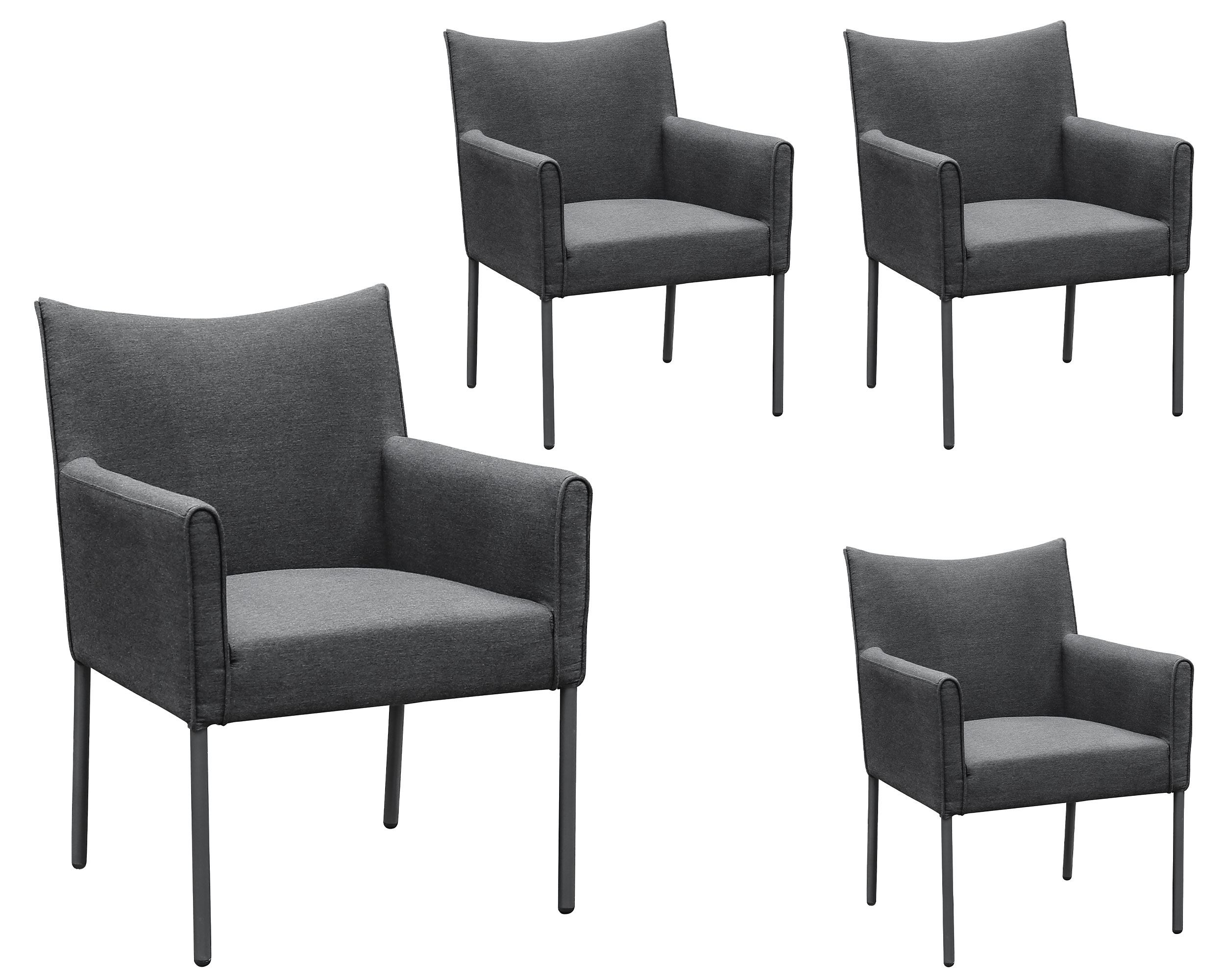 »Sunrino« Dining 4er Set Gartenstuhl Armlehnstuhl Anthrazit/Sooty aus Sunbrella Stoff 65x60x84cm