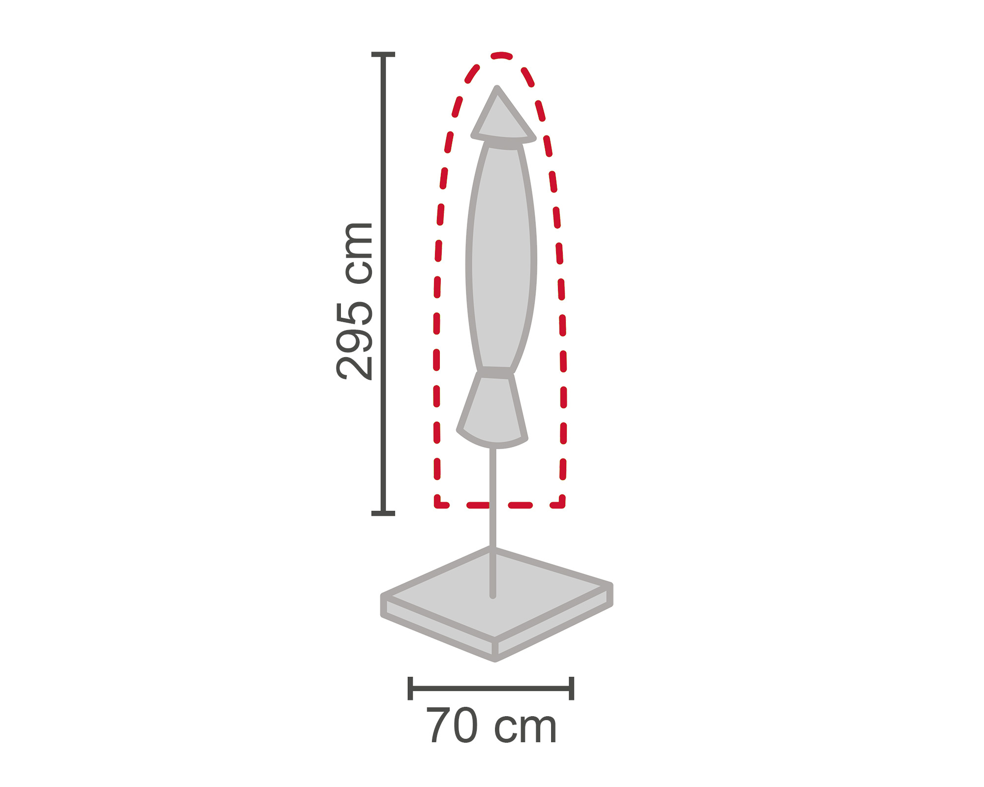 LC Garden Schutzhülle für Sonnenschirme XXXL grau 70x295cm