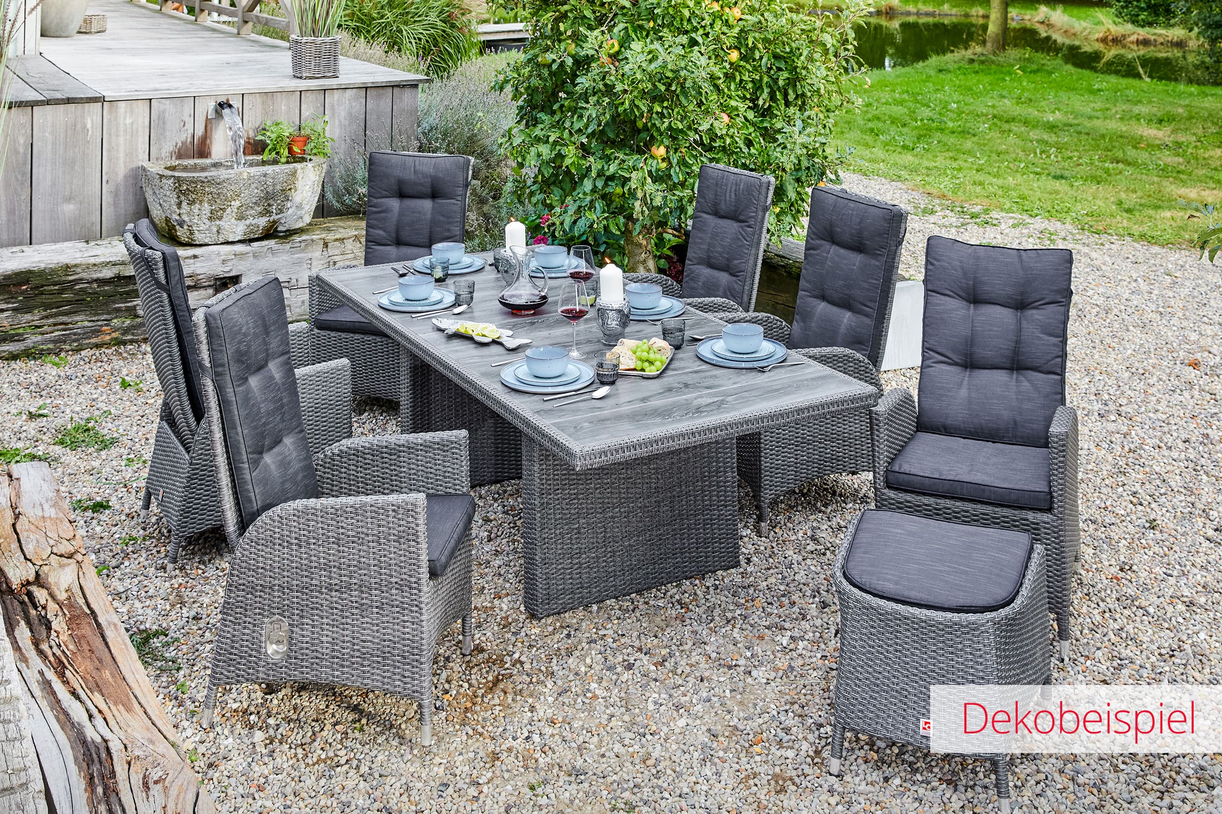 LC Garden »Barcelona« Dining Set IIX mit Keramo Wangentisch grau-mix Sitzgruppe Gartenset