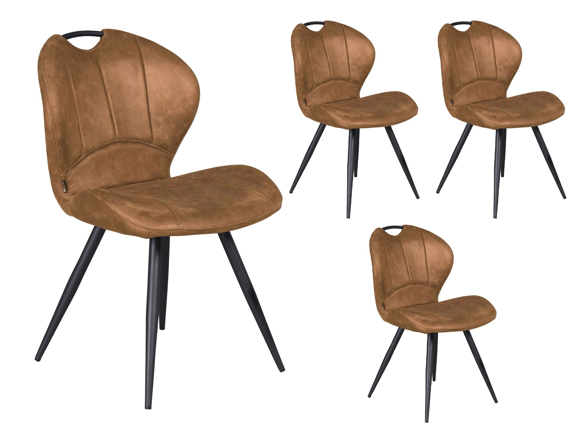 LC Home 4er Set Esszimmerstuhl »Miracle« Microfaser Polsterstuhl  Industrial Design cognac