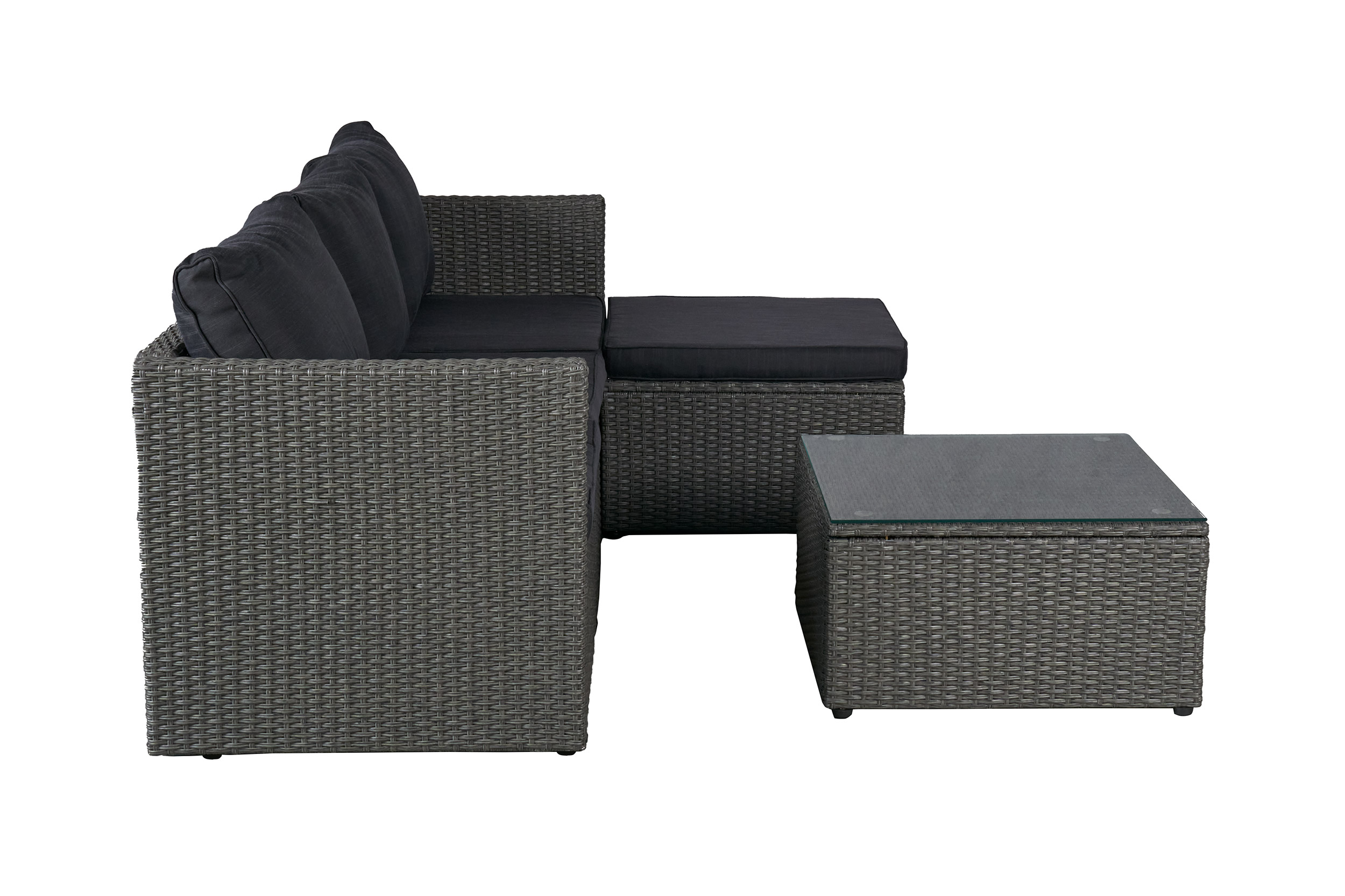 LC Garden »Loungino« Barcelona Lounge Gartenset mit Tisch + Hocker Gartenlounge Garten und Balkonset grau-mix