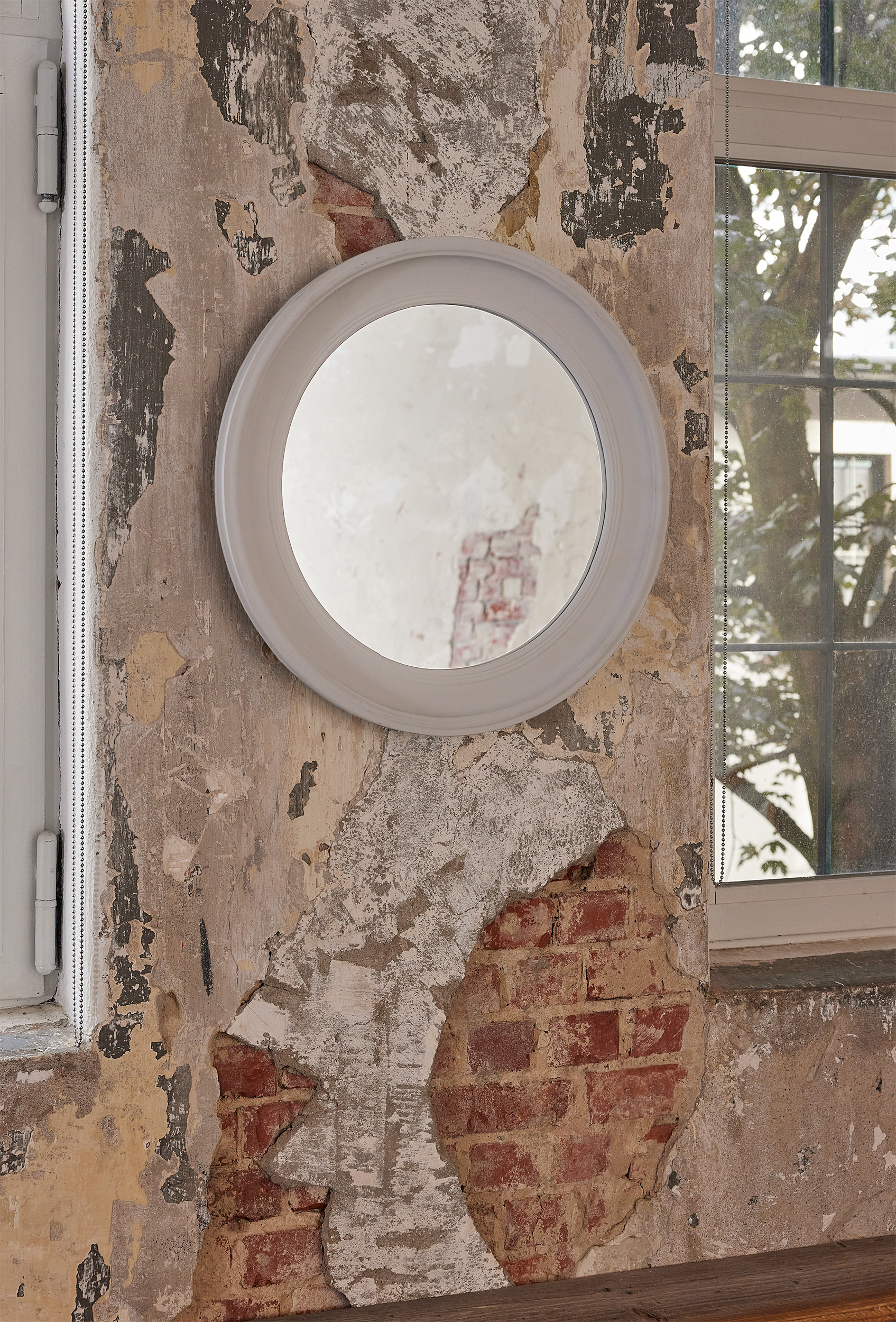 LC Home Wandspiegel Spiegel »Schlicht« weiß ca. Ø60 cm rund Landhaus-Stil Flurspiegel