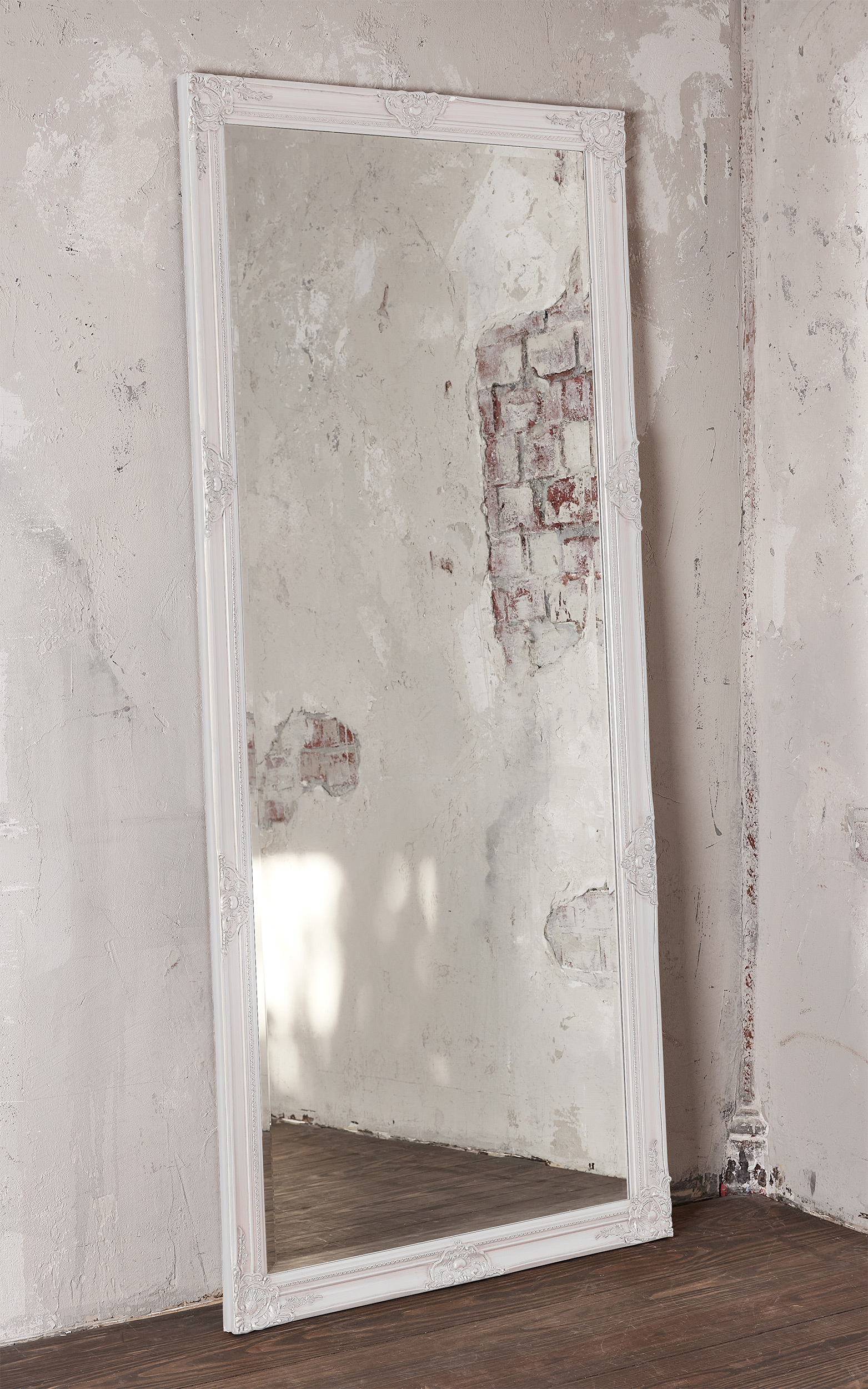 LC Home Wandspiegel Barock XXL Spiegel Weiß ca. 200x100 cm Antik-Stil Ganzkörperspiegel