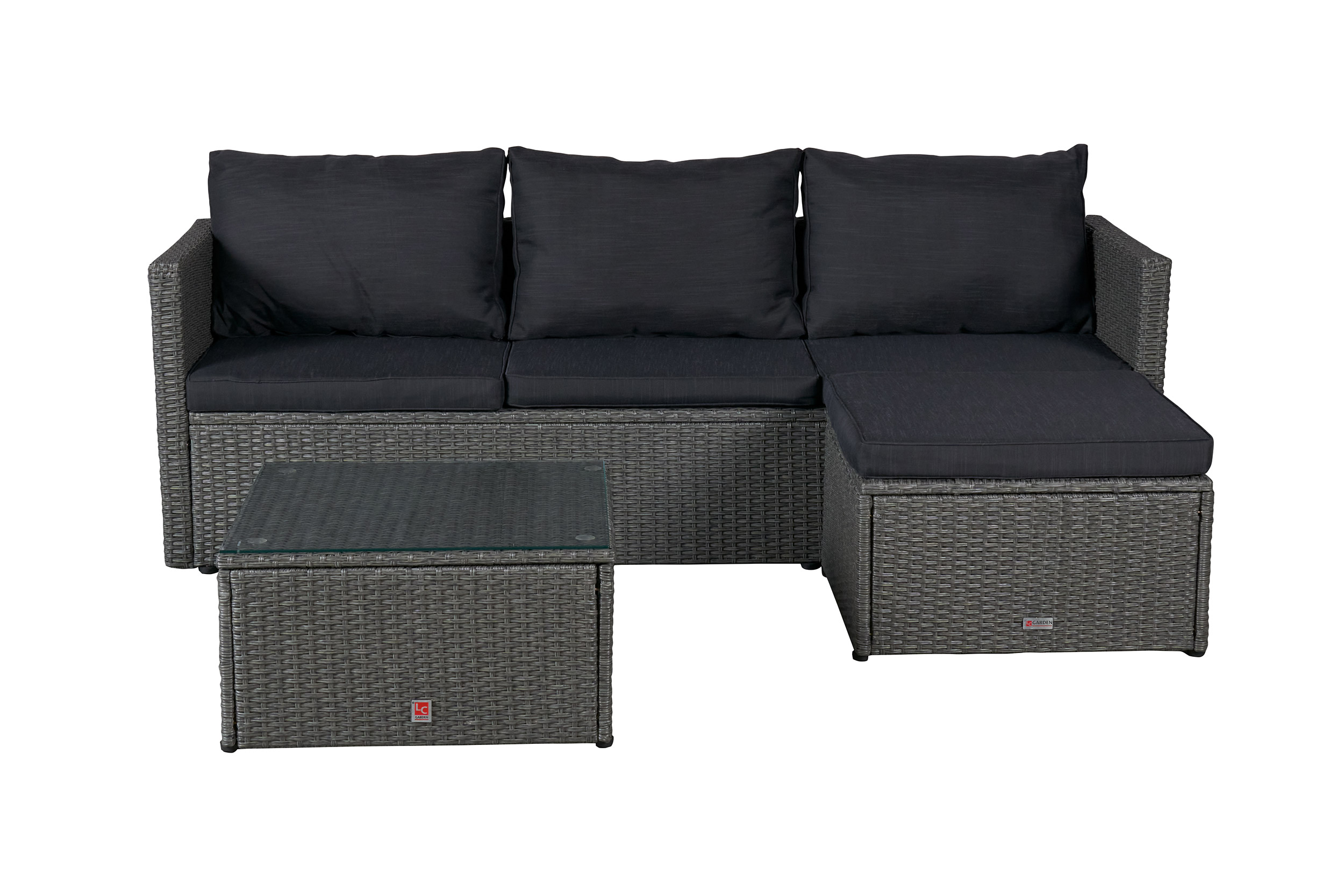 LC Garden »Loungino« Barcelona Lounge Gartenset mit Tisch + Hocker Gartenlounge Garten und Balkonset grau-mix