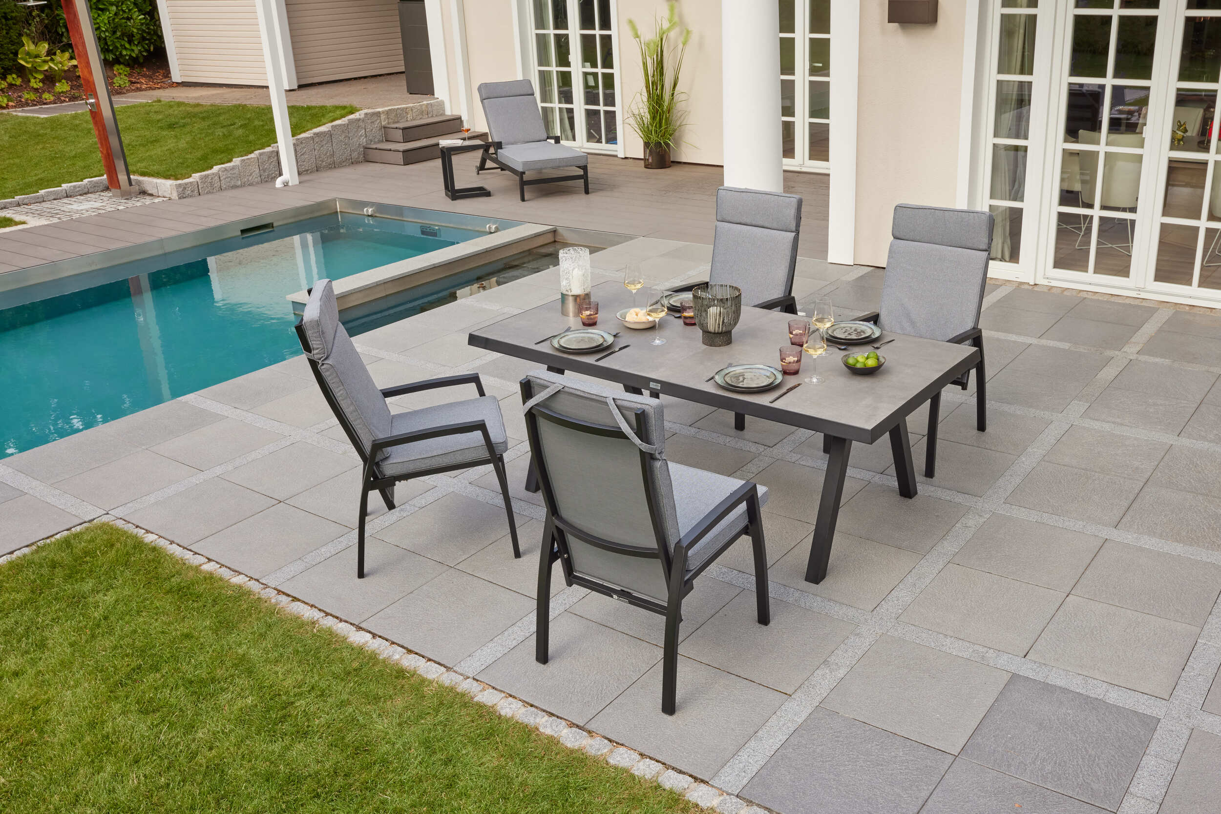 LC Garden »Sondrino« Dining Set IV 5tlg. Sitzgruppe Textilen Gartenset schwarz