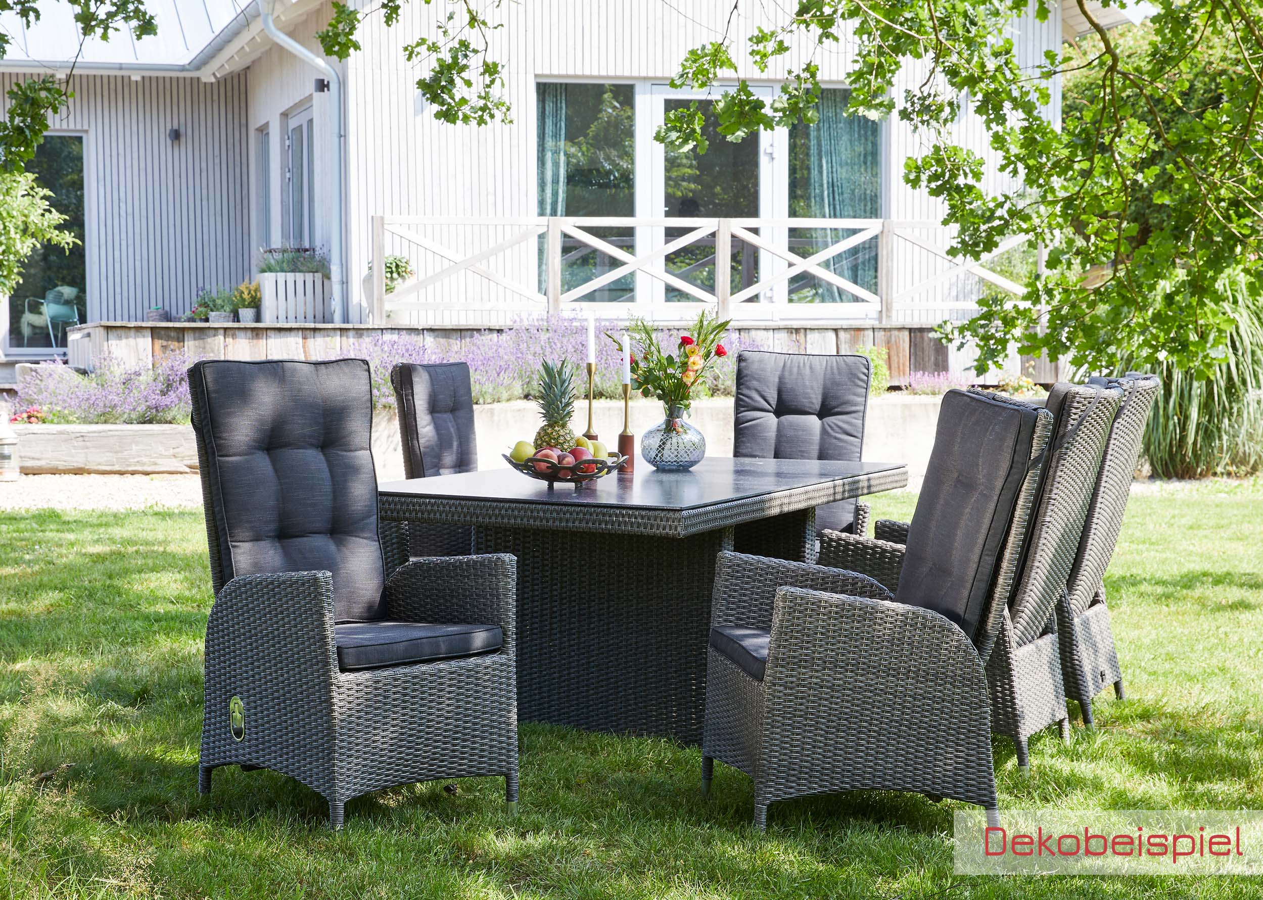 LC Garden »Barcelona« Dining 8er Set Positionsstuhl grau-mix Verstellsessel Gartenstuhl