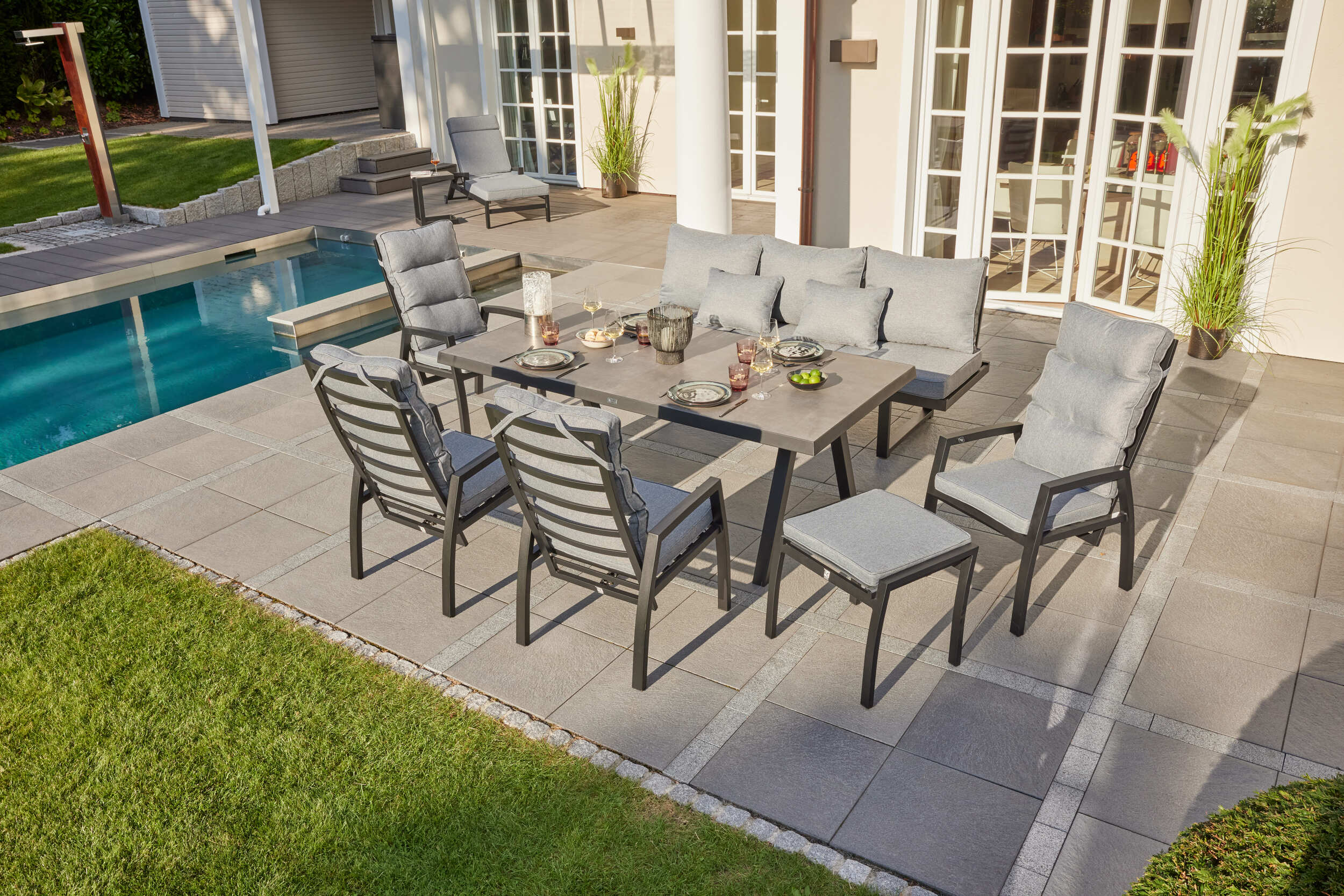 LC Garden »Sondrino« Dining Set III 6tlg. Sitzgruppe Gartenset schwarz