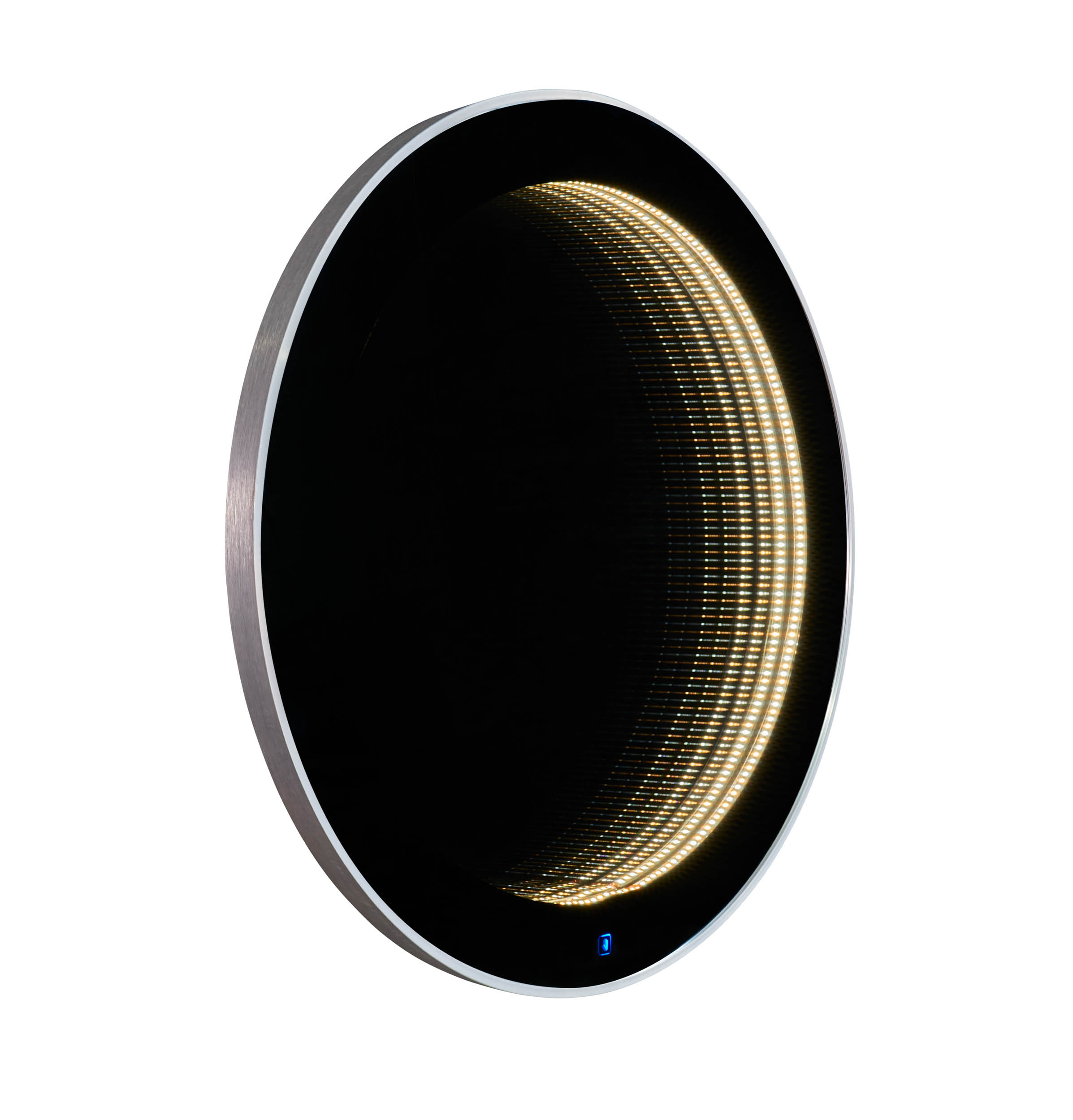 LC Home Infinity Wandspiegel silber Ø80cm mit LED-Beleuchtung Näherungssensor Badezimmerspiegel Aluminiumrahmen Unendlichkeitsspiegel mit LED-Tunnel Effekt