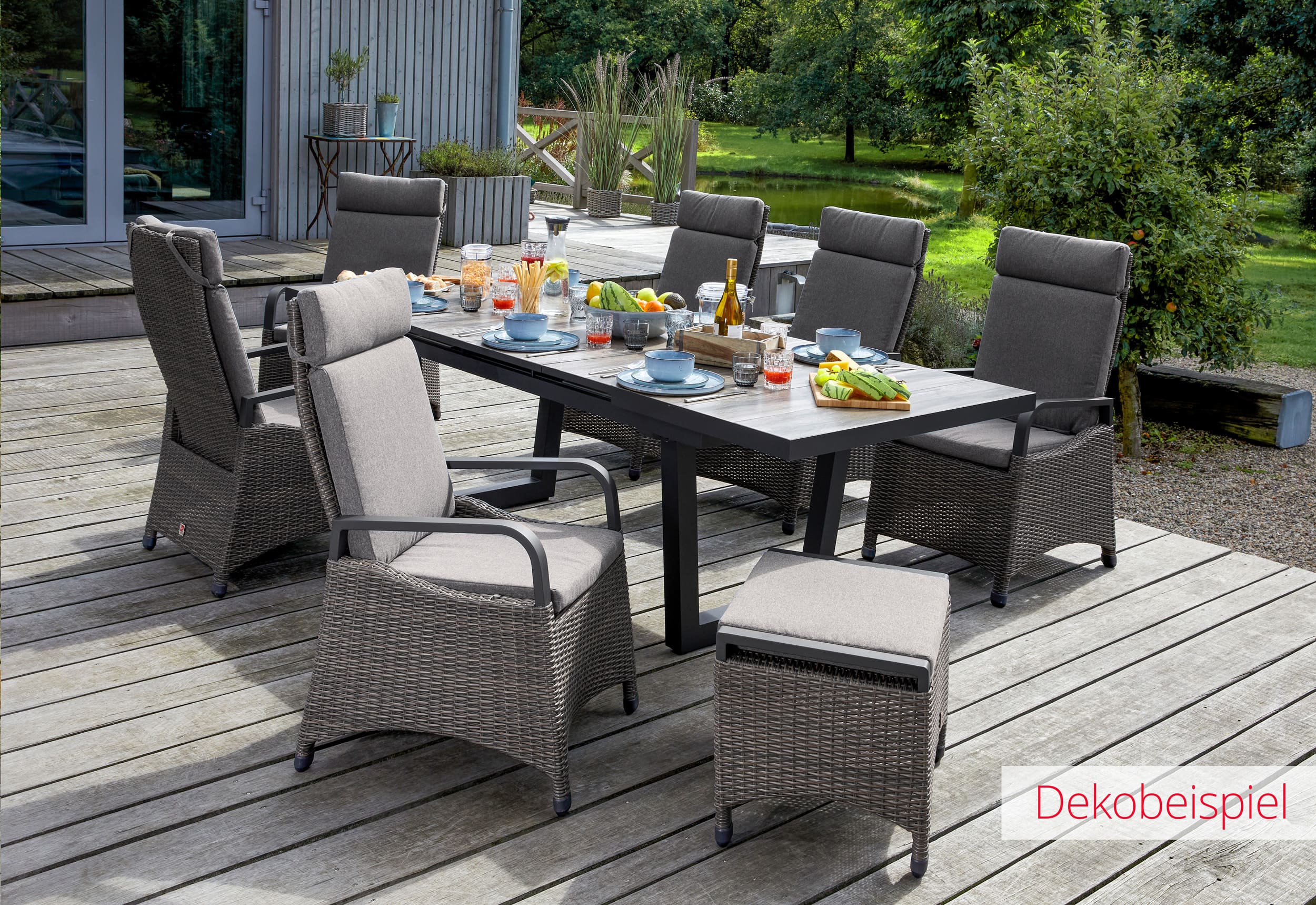 LC Garden »Komido« Dining Ausziehtisch V-Fuß Braun 200/260x100x75cm Gartentisch