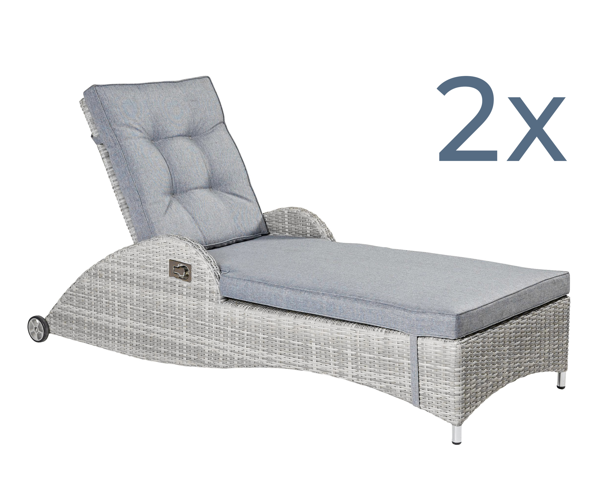 2x LC Garden »Nizza« Sonnenliege Gartenliege Relax weiß-grau