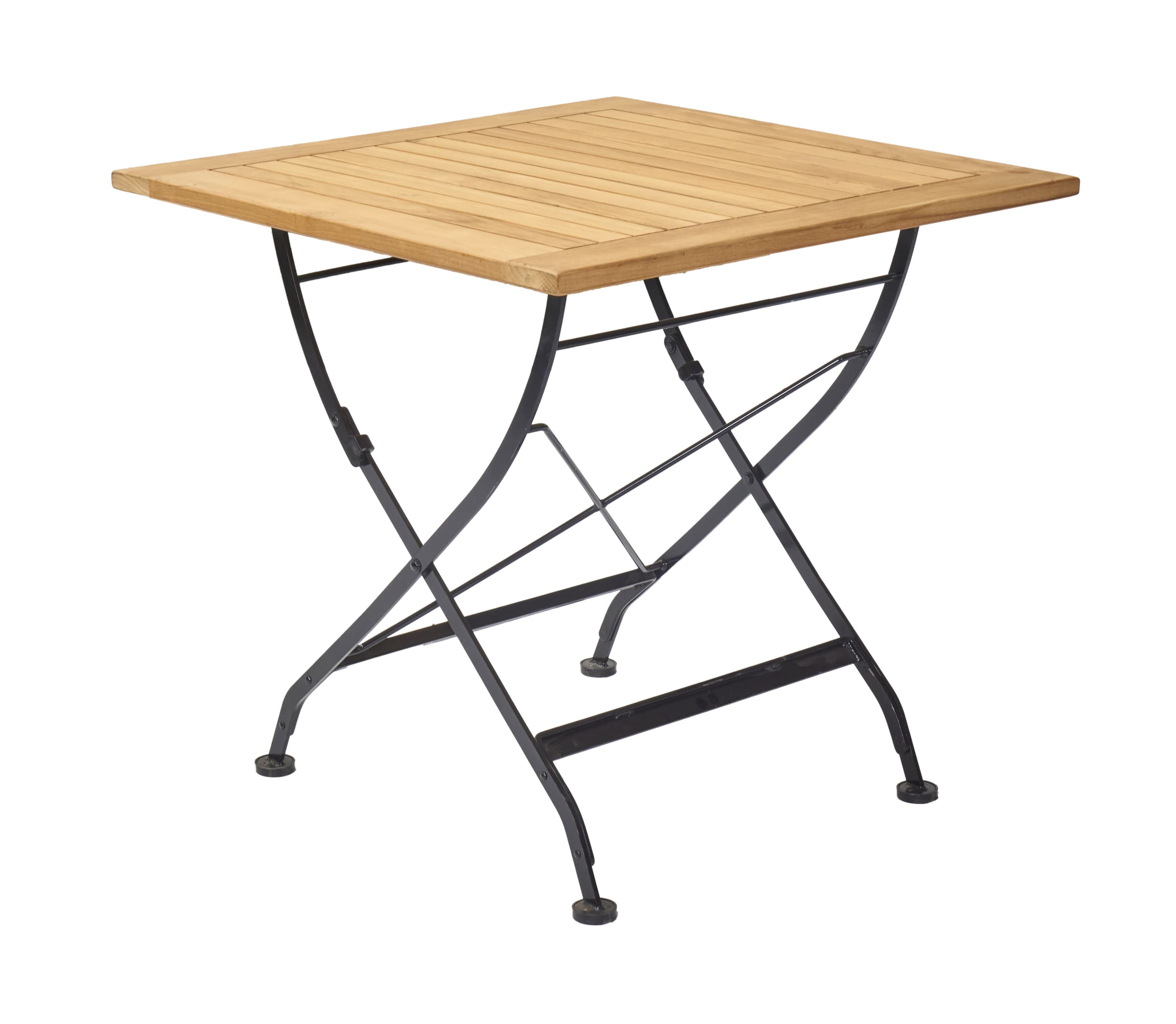 LC Garden »Wimbledon« Esstisch 80x80cm Teakholz Stahlgestell schwarz klappbarer Gartentisch Biergartentisch