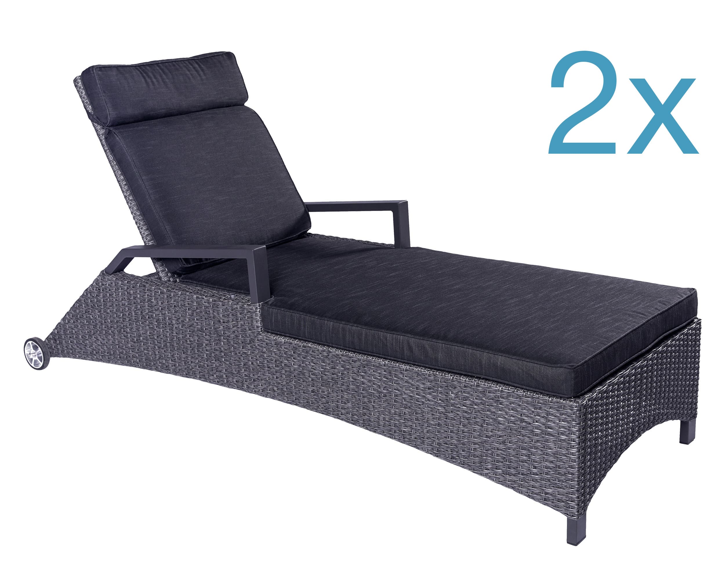 LC Garden »Keramo« Living 2er Set Sonnenliege Gartenliege grau