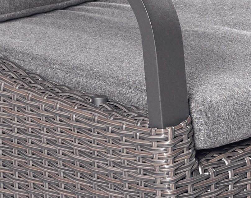 LC Garden 2er Set »Komido« Positionsstühl + Dining Hocker omega braun 61x59x110cm aus handgeflochtenem Polyrattan inkl. Sitzkissen