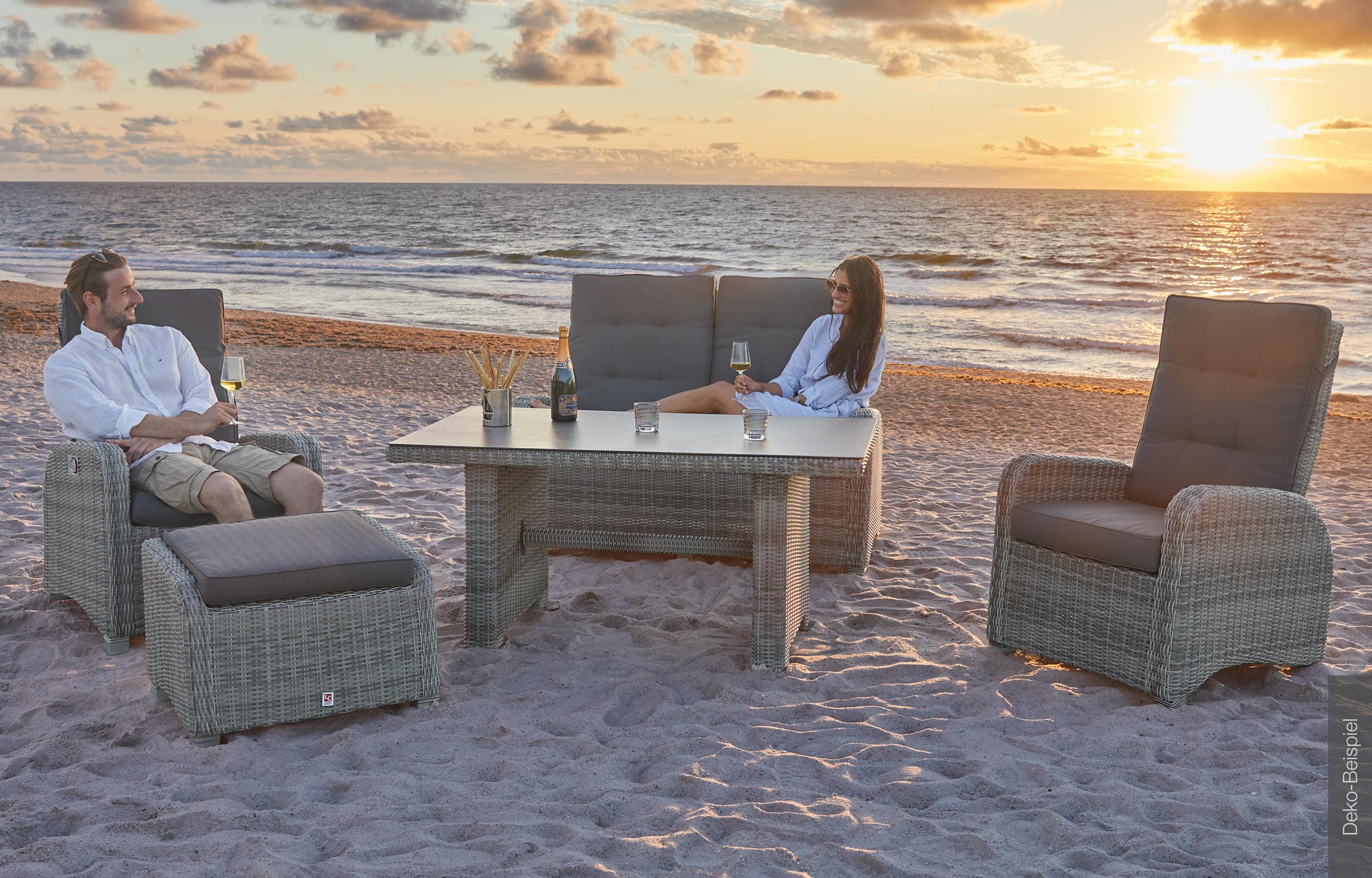 LC Garden »Bilbao« Living Set II grau Couchtisch + 2er Sofa + Speisesessel