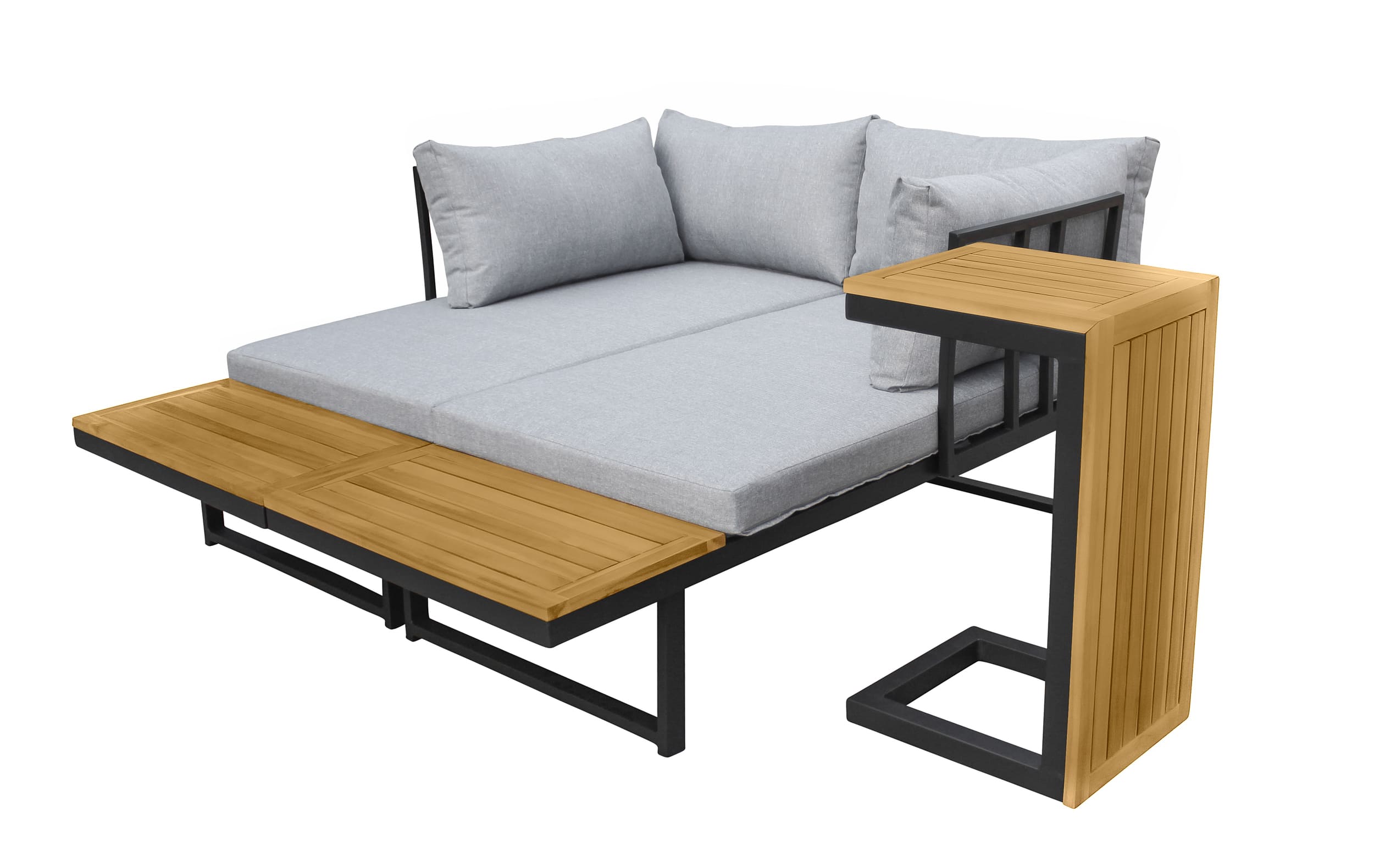 LC Garden »Sungardo« Gartenlounge Set 3tlg. Anthrazit aus Aluminium Akazie