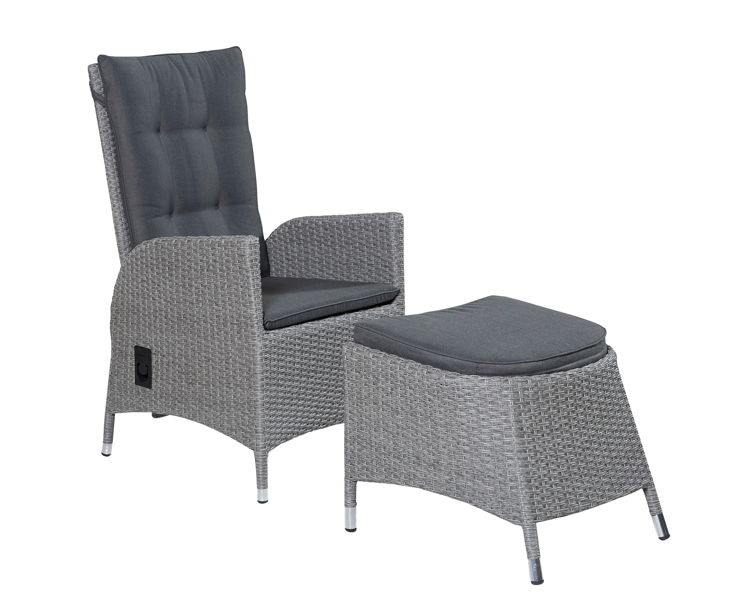 LC Garden »Modesto« Positionsstuhl + Hocker inkl. Kissen grau