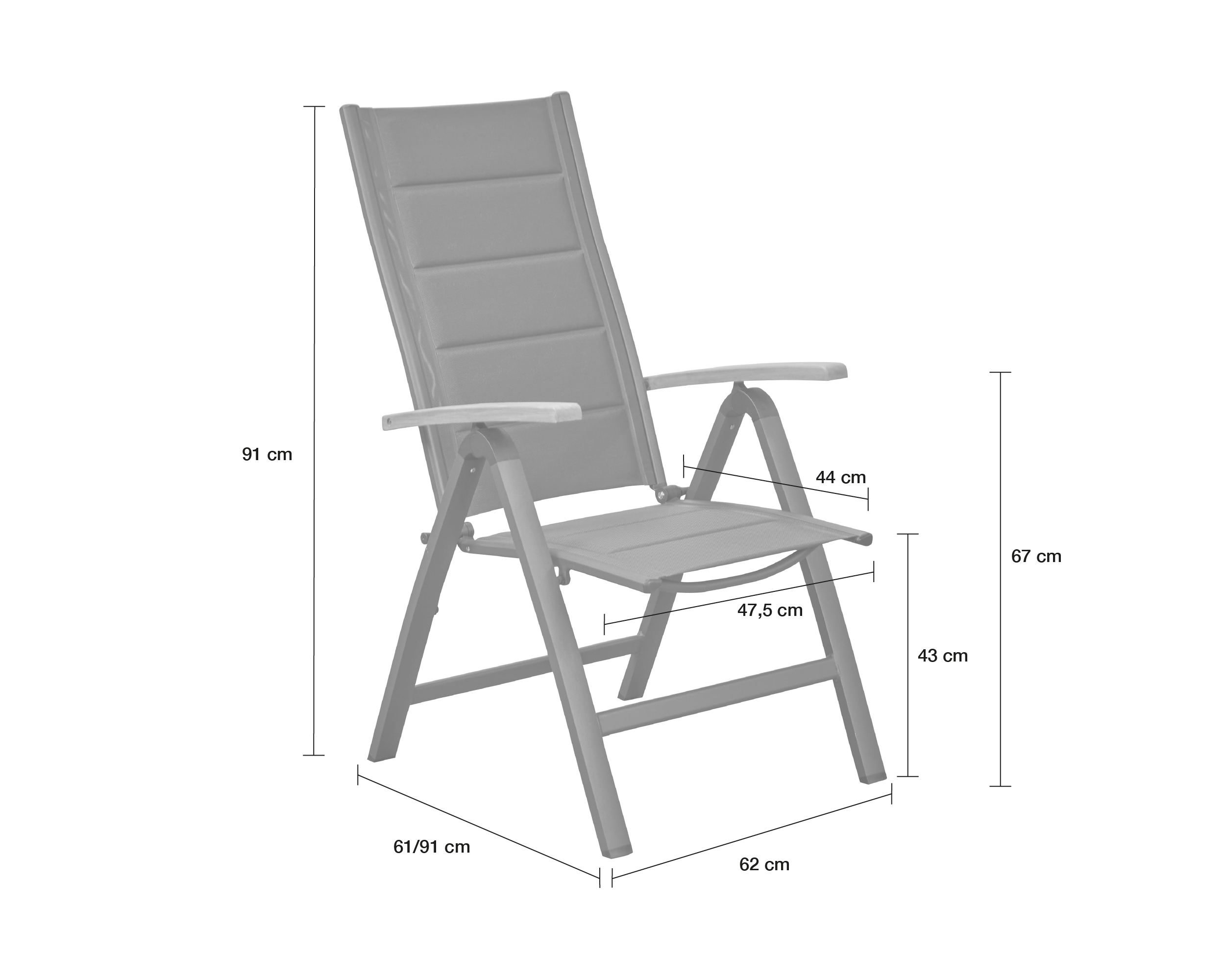 LC Garden »Unicamo« Klappsessel Textilen anthrazit/anthrazit Klappstuhl Teakholz Gartenstuhl
