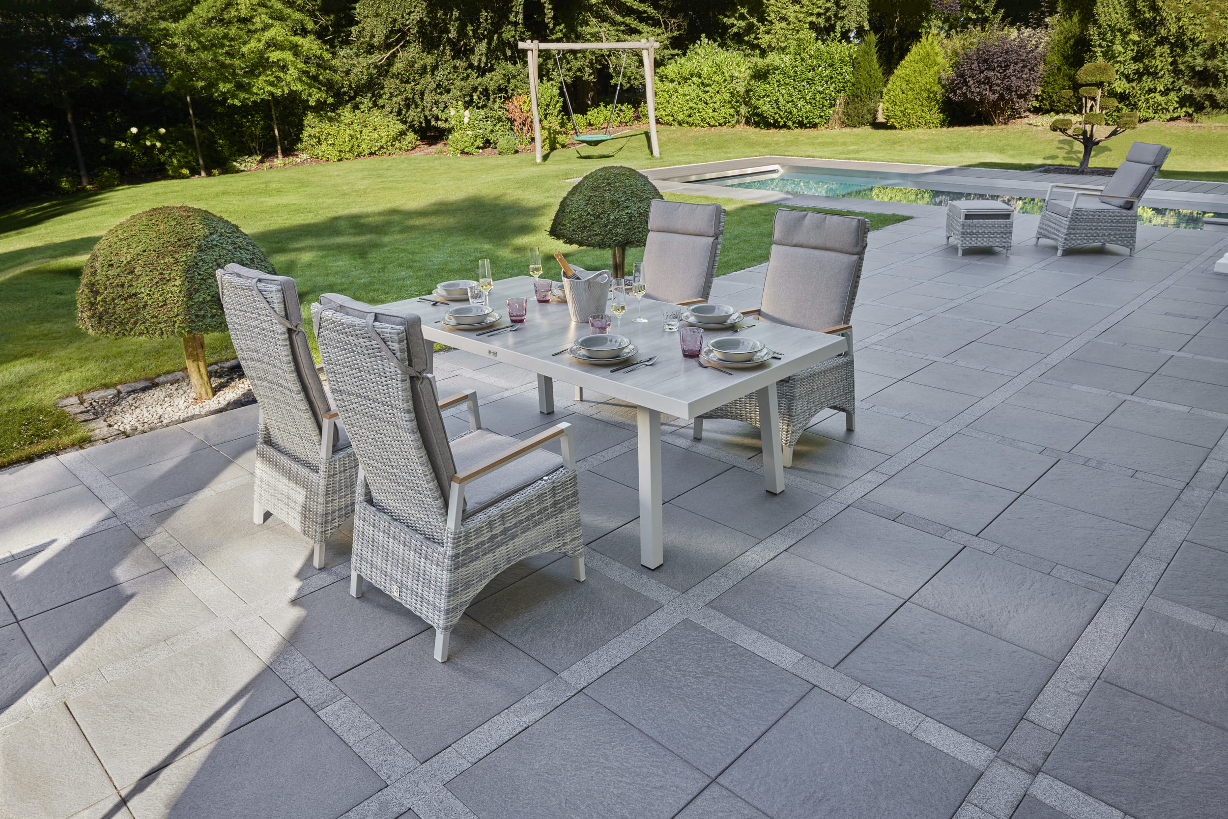 LC Garden »Keramo« Esstisch off-white H-Fuß 200x100cm Gartentisch