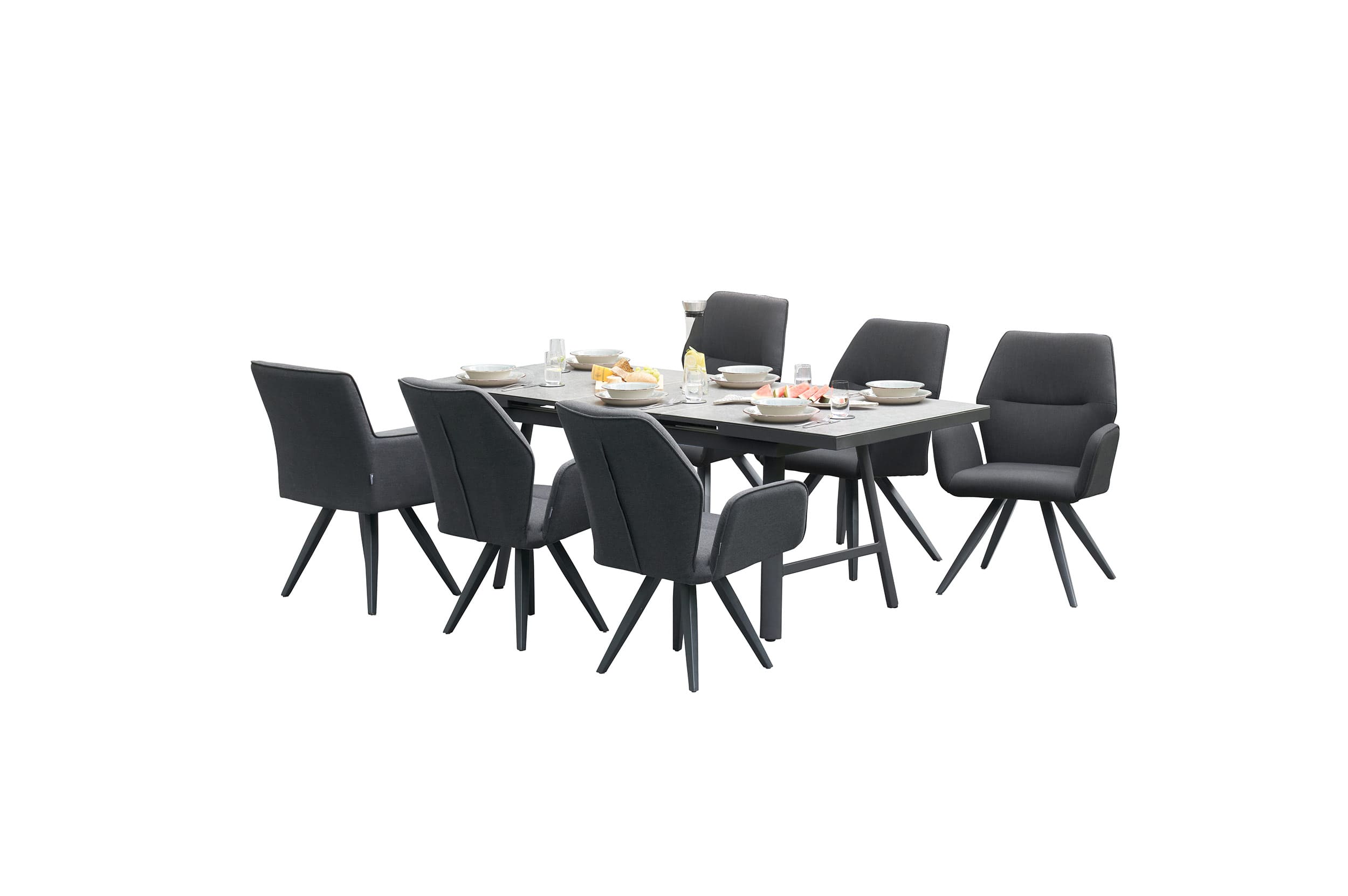 »Sunrino« Dining Set VII Gartenset mit Sunbrella® Stoff anthrazit Sitzgruppe