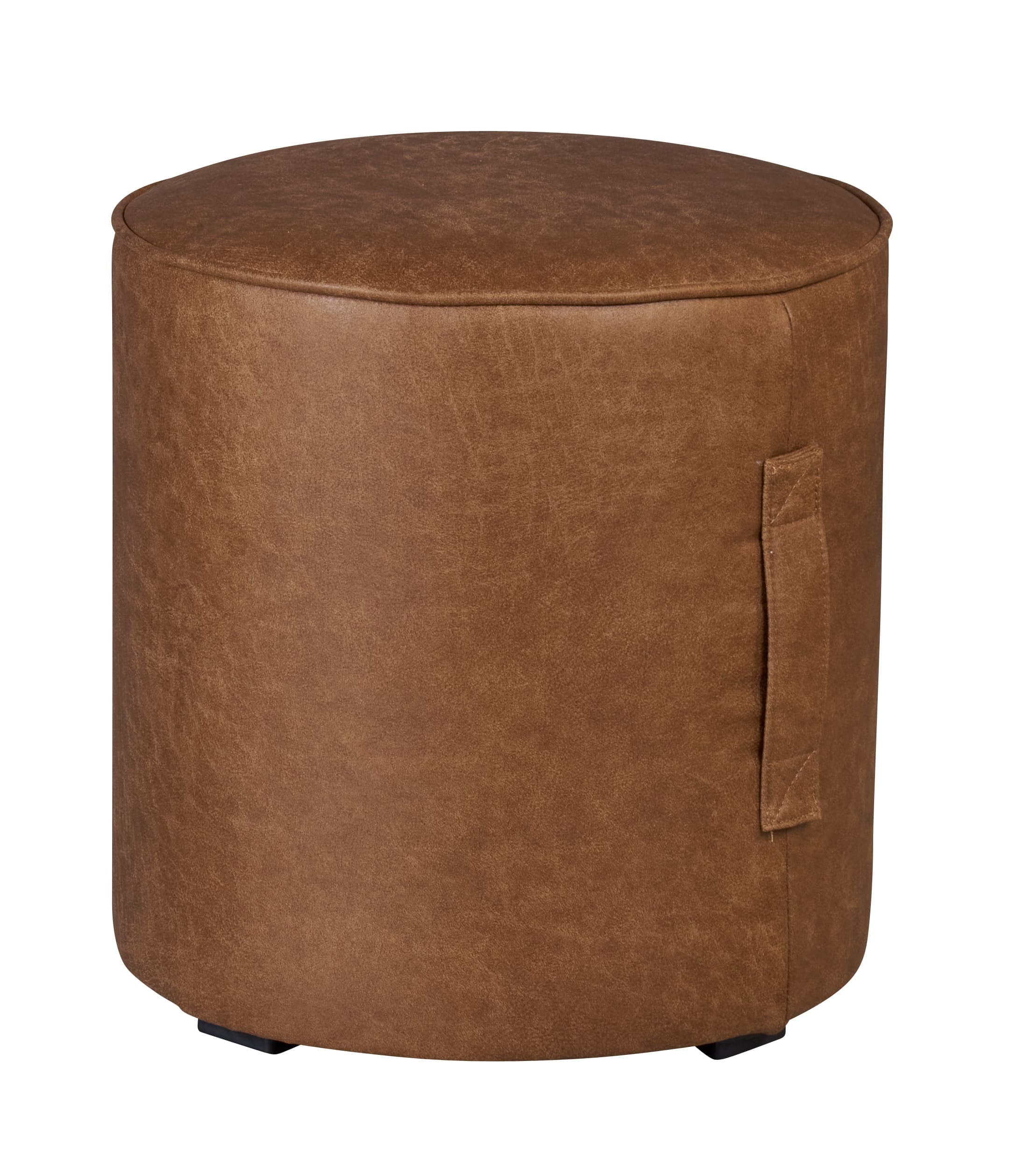 LC Home Sitzhocker »Dalia« rund inkl. Griff Lederoptik grau Ø41x44 cm