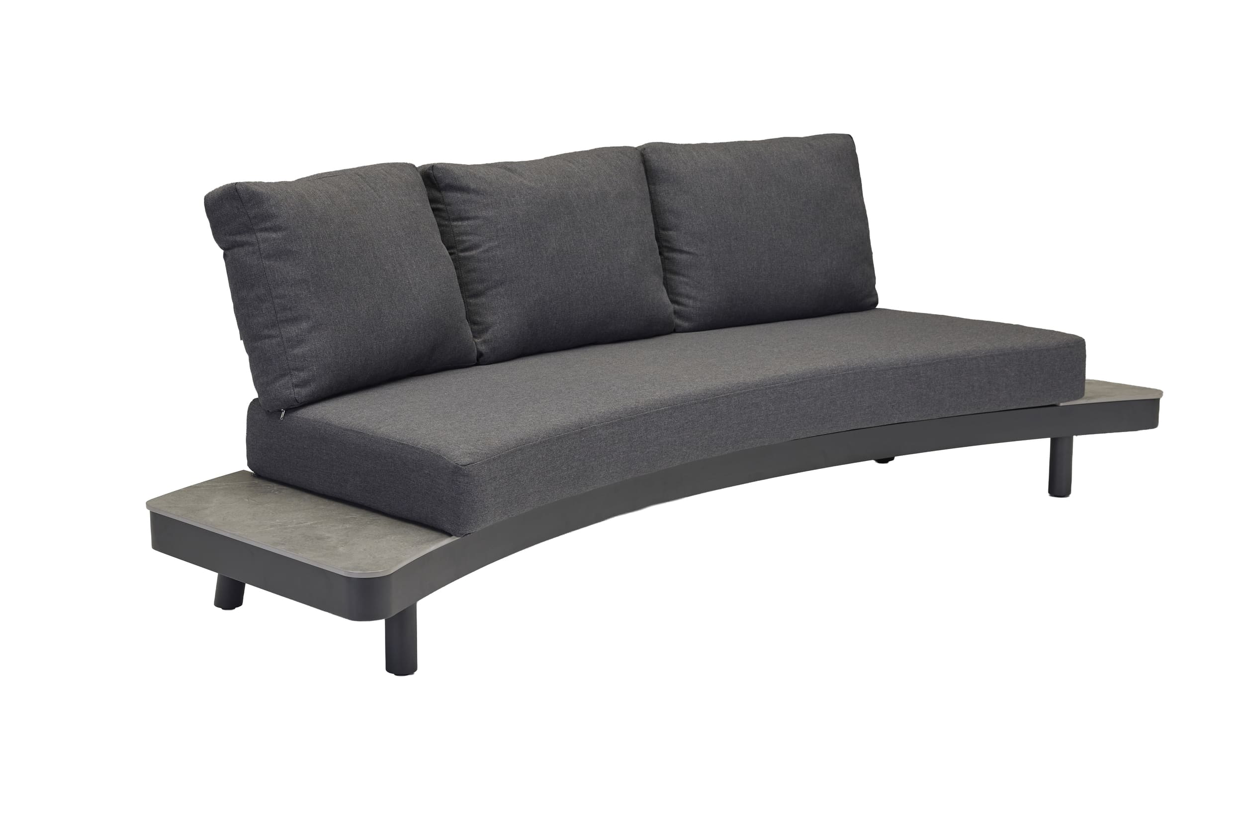 LC Garden »Puerto« Loungesofa Couch Dreisitzer Anthrazit Betonoptik-Ablagen