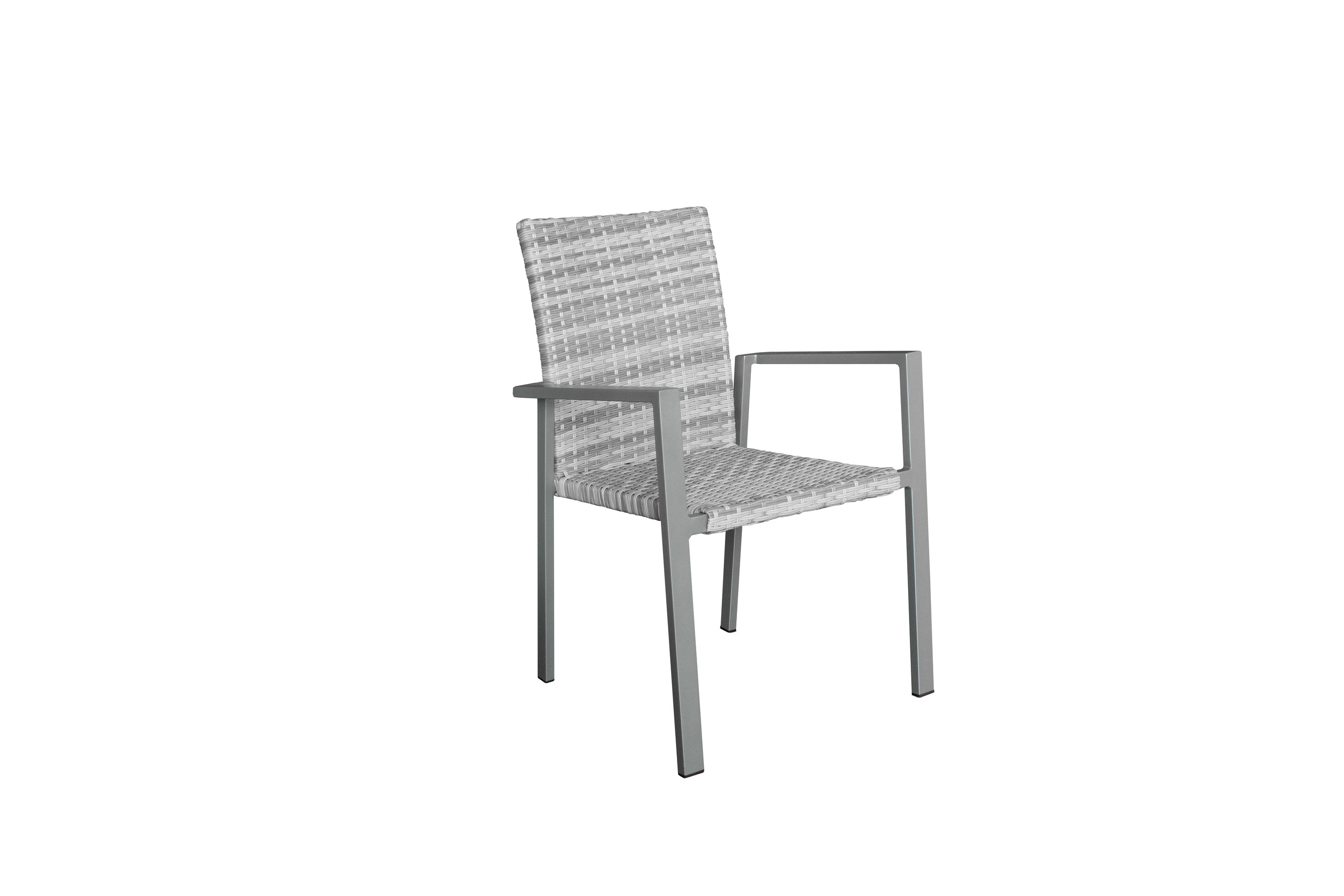 LC Garden »Parma« Dining 4er Set Stapelstuhl Armlehnstuhl silber