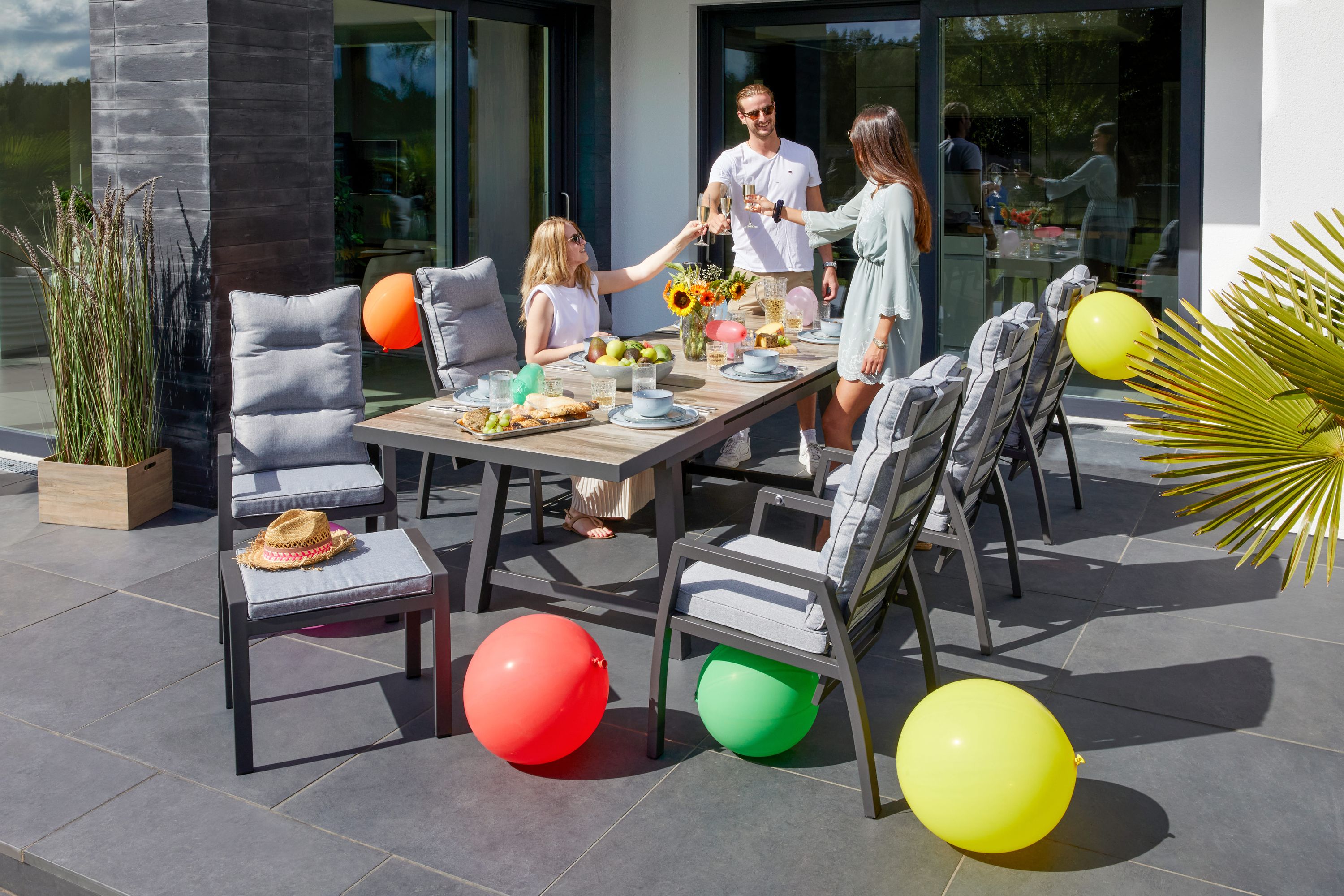 LC Garden Bondino Dining Set XII Sitzgruppe Gartenset Anthrazit eckig