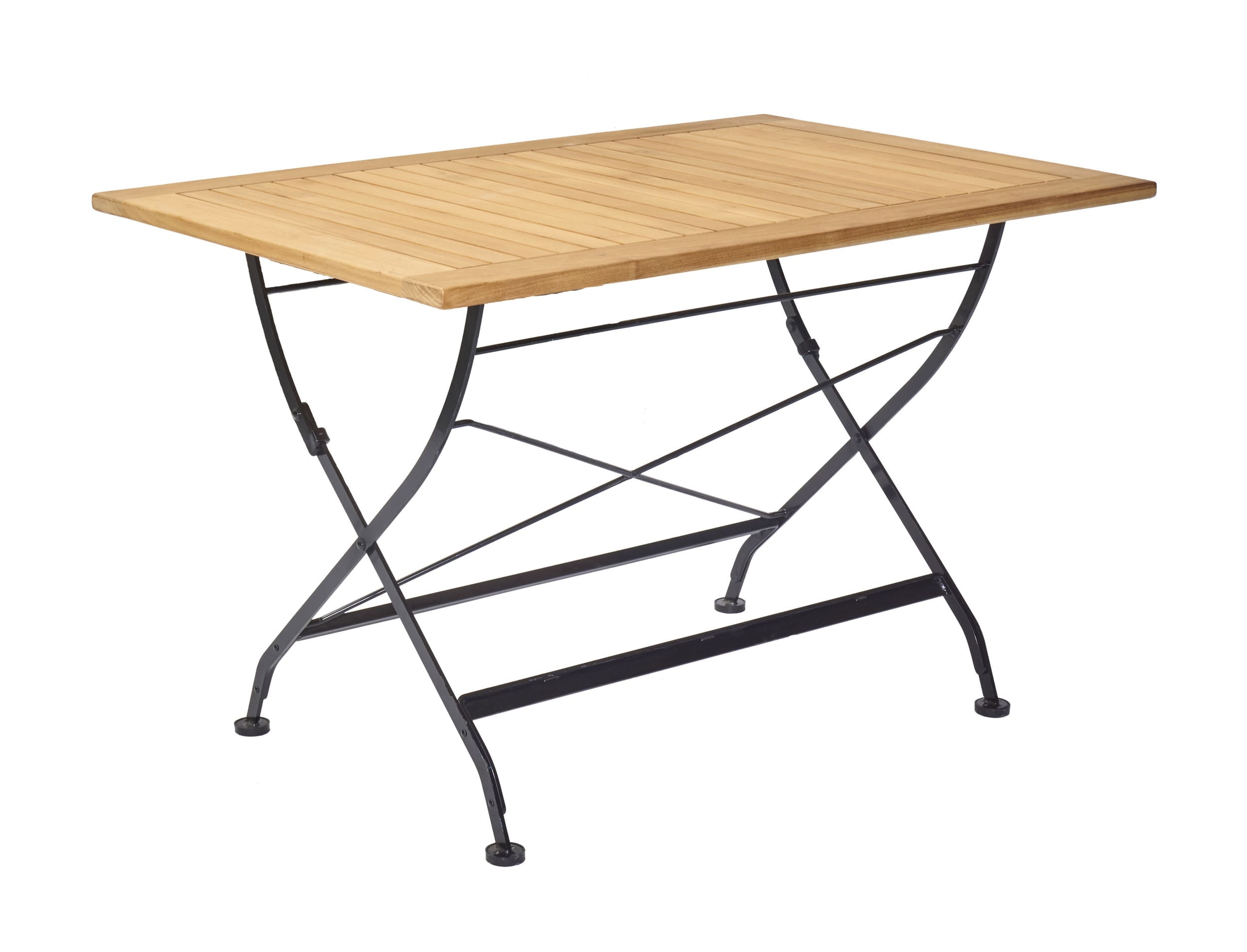 LC Garden »Wimbledon« Esstisch 120x80cm Teakholz Stahlgestell schwarz klappbarer Gartentisch Biergartentisch