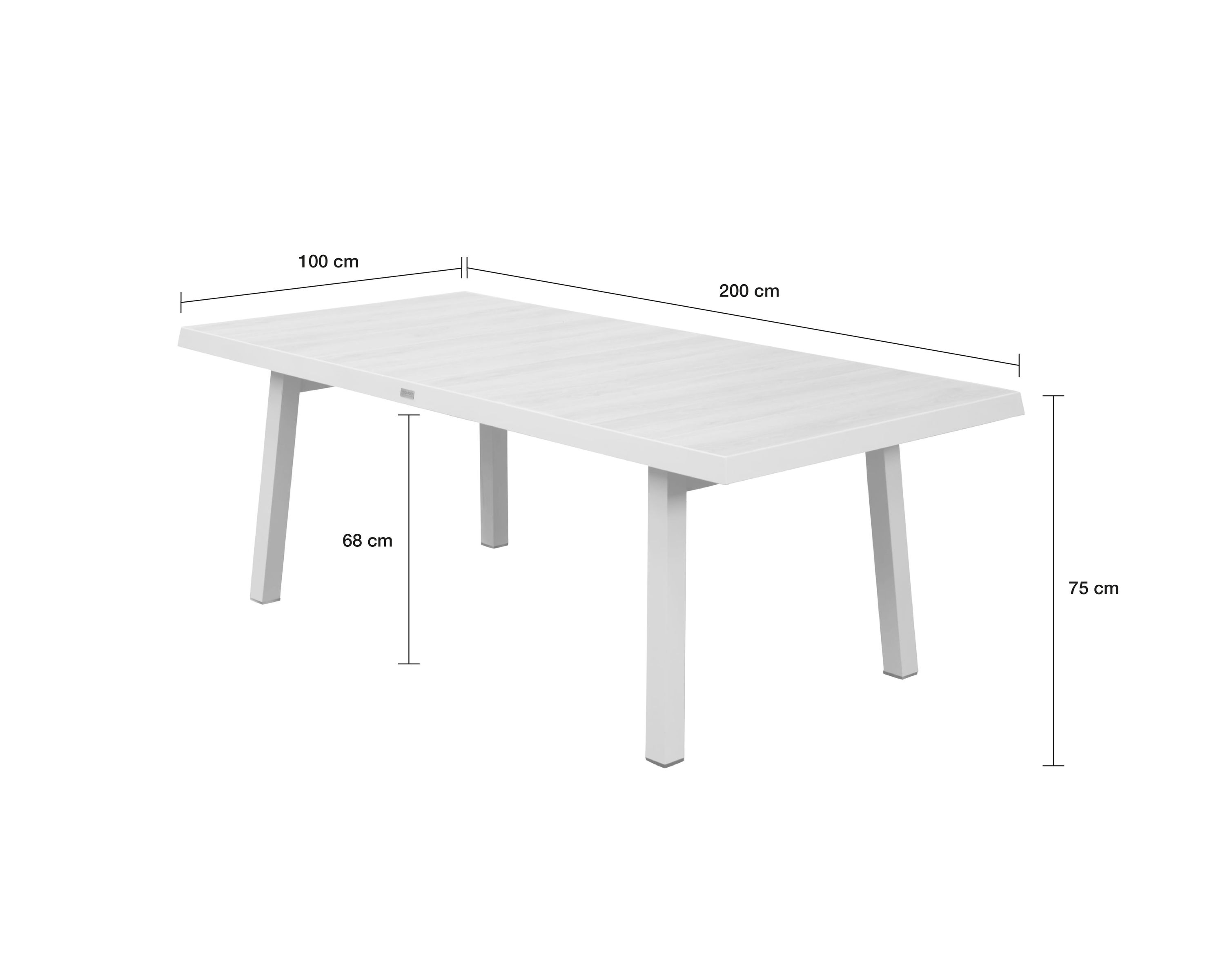 LC Garden »Keramo« Esstisch off-white H-Fuß 200x100cm Gartentisch