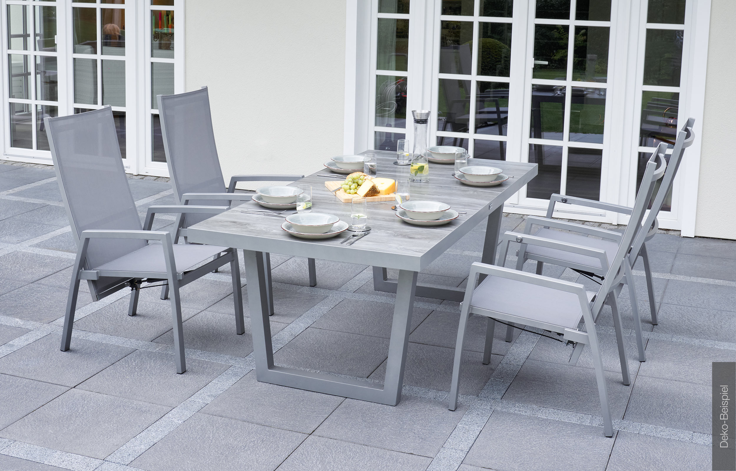 LC Garden »Bondino« Dining 6er Set Positionsstuhl Verstellsessel Textilien silber