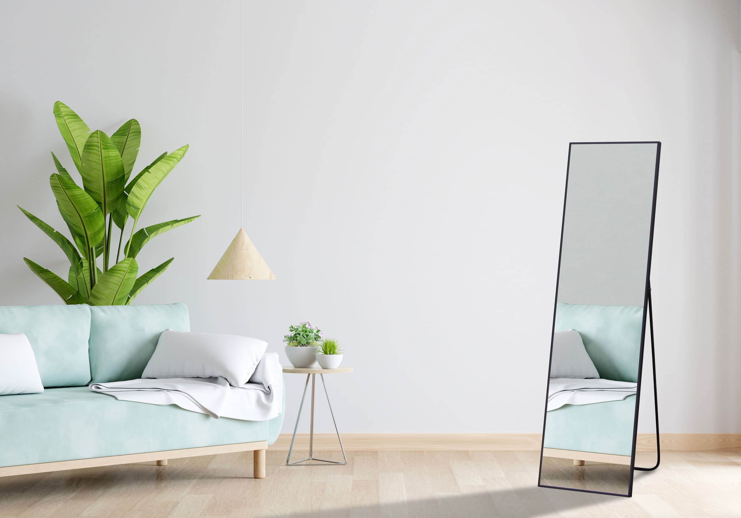 LC Home Wandspiegel schwarz 140x40cm modernes Aluminiumgestell, Standspiegel & Ganzkörperspiegel mit stabilem Ständer