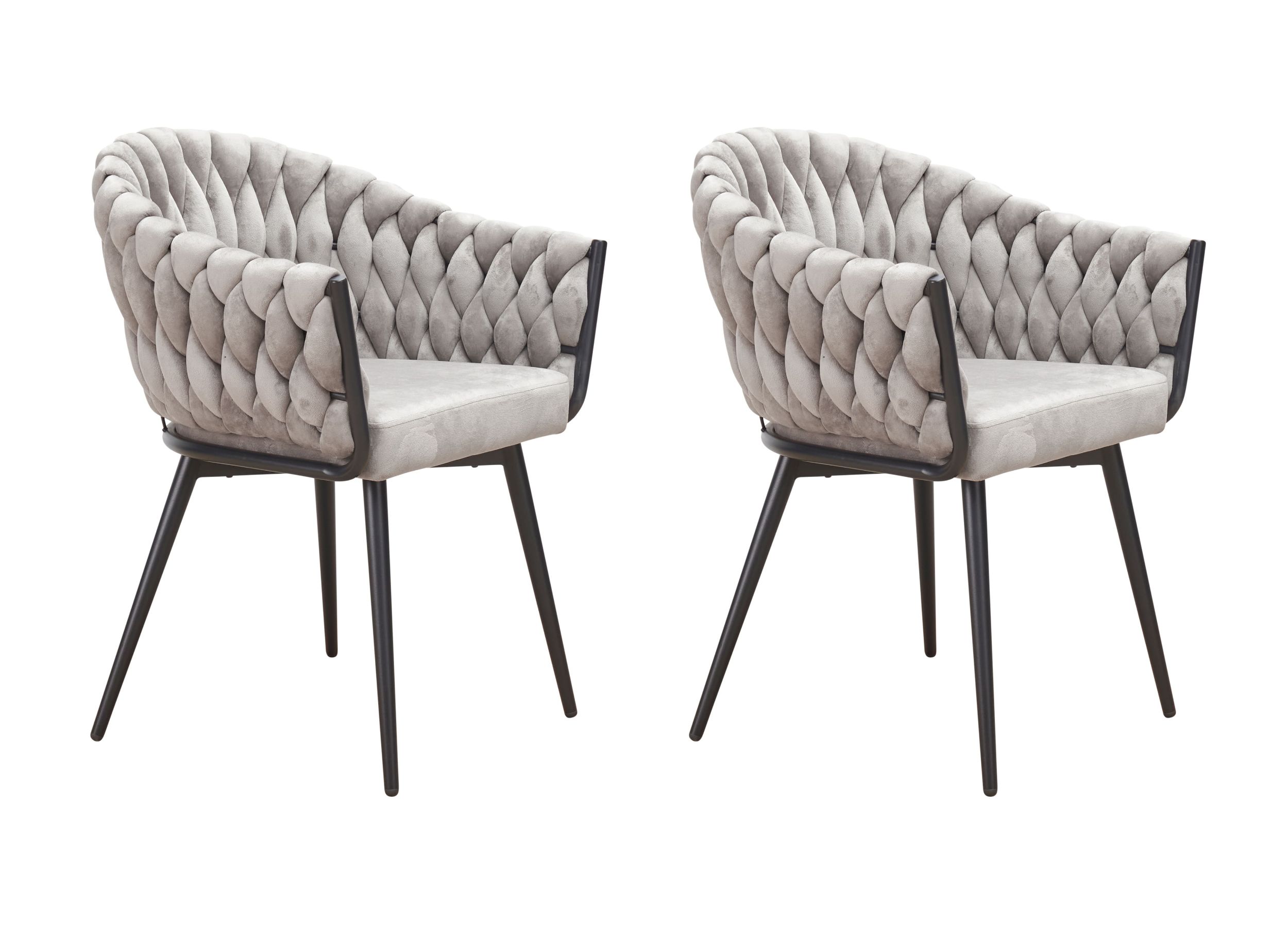 LC Home 2er Set Esszimmerstuhl »Remy« Samtoptik hellgrau/ taupe Armlehnstuhl Designerstuhl