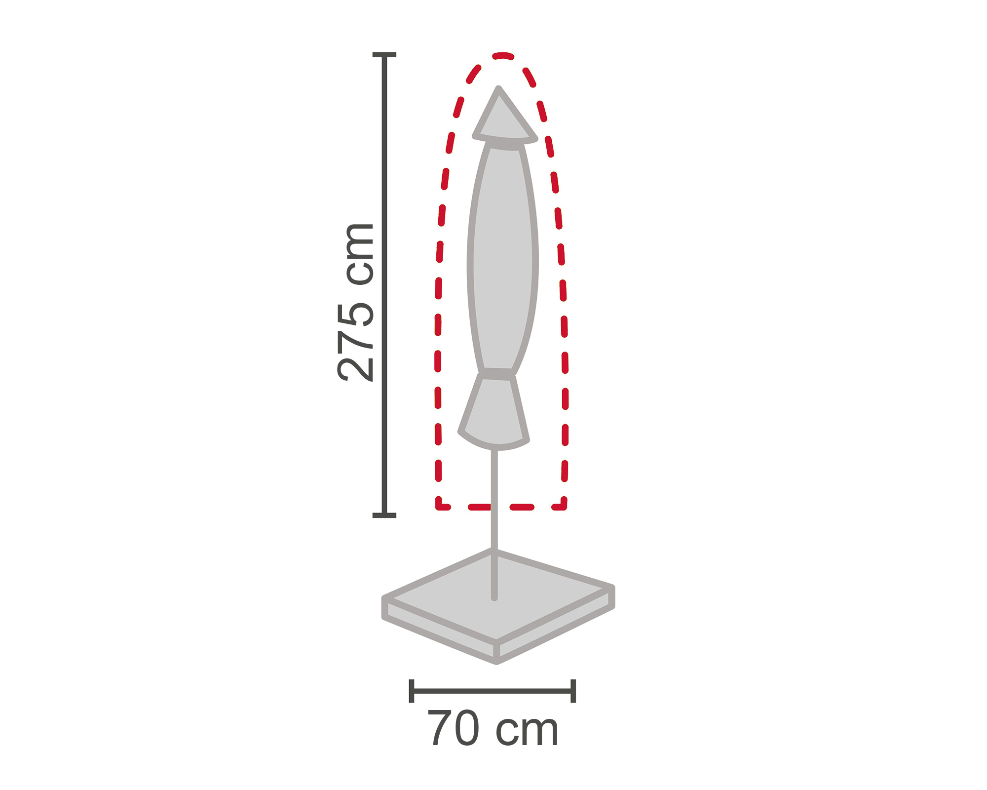 LC Garden Schutzhülle für Sonnenschirme XXL grau 70x275cm