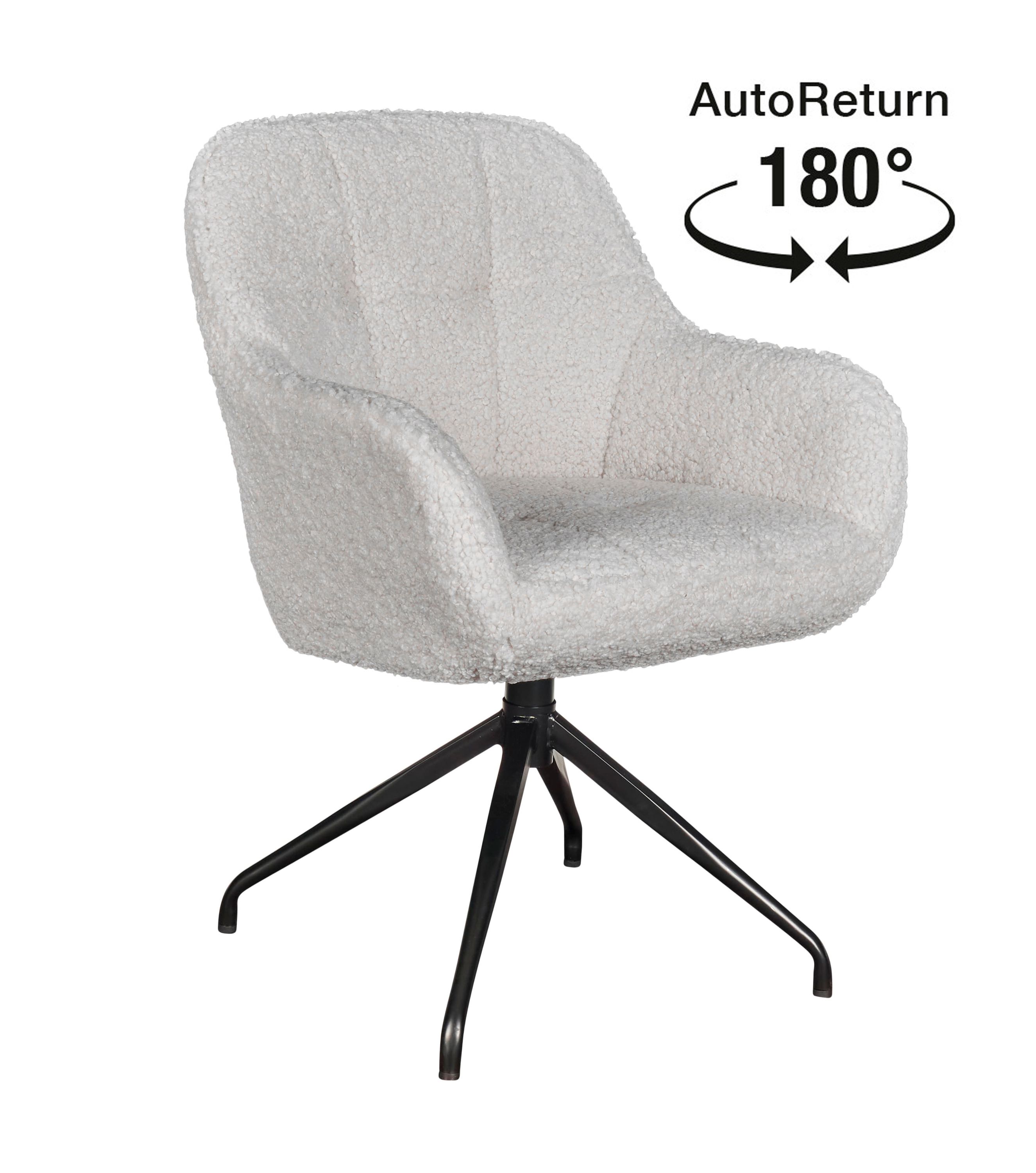 LC Home Essgruppe Trevina 5tlg. Esstisch Akazie U-Gestell 180cm + 4x Esszimmerstuhl Teddystoff Creme-weiß