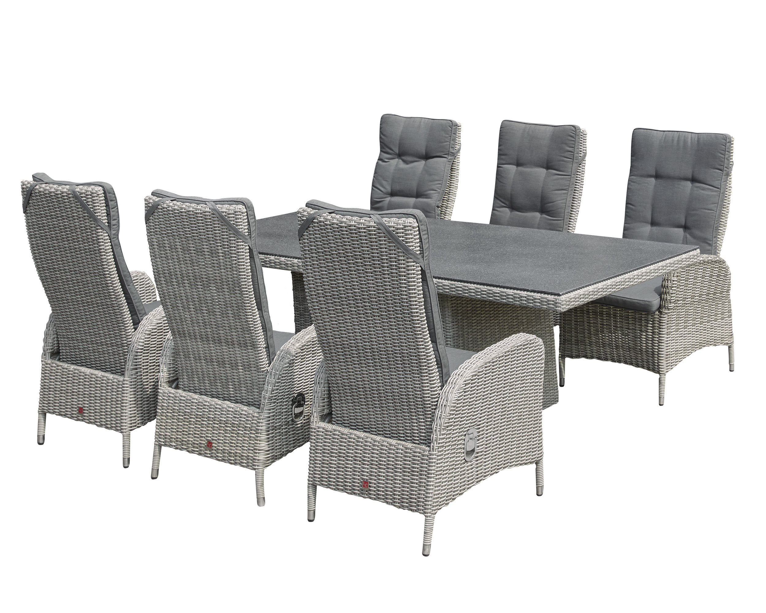 LC Garden »Bilbao« Gartenset grau-mix 220cm Esstisch + 6 Positionsstühle Dining Set Sitzgruppe
