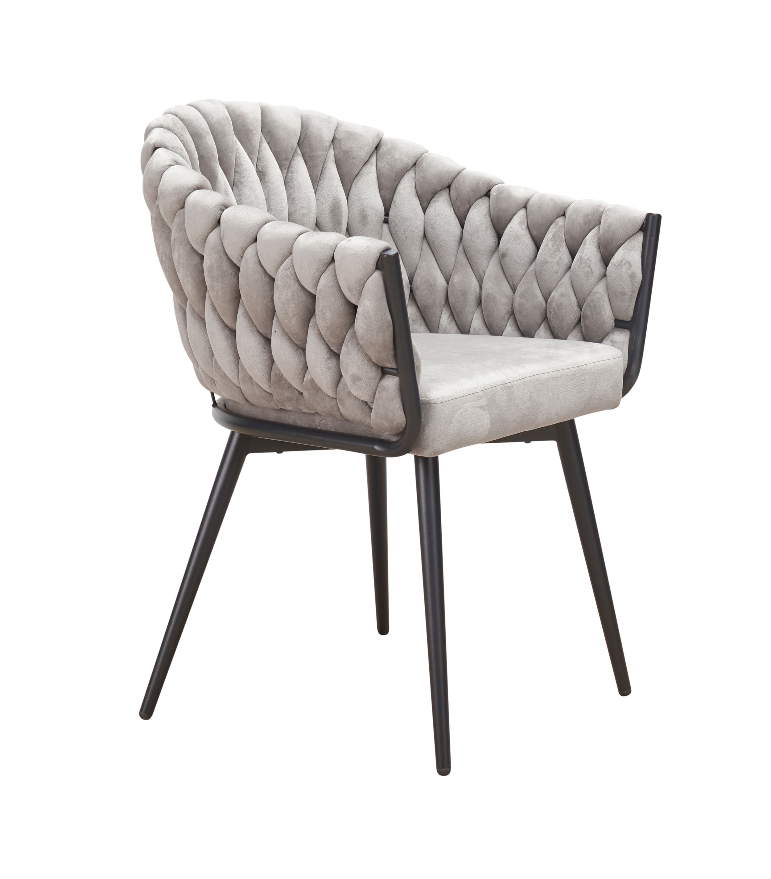 LC Home Esszimmerstuhl »Remy« Samtoptik hellgrau/ taupe Armlehnstuhl Designerstuhl