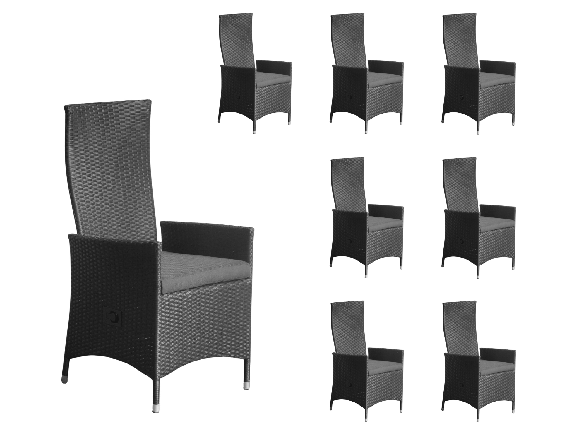 LC Garden 8er Set »Diningo« Dining Positionsstuhl schwarz Gartenstuhl mit Kissen