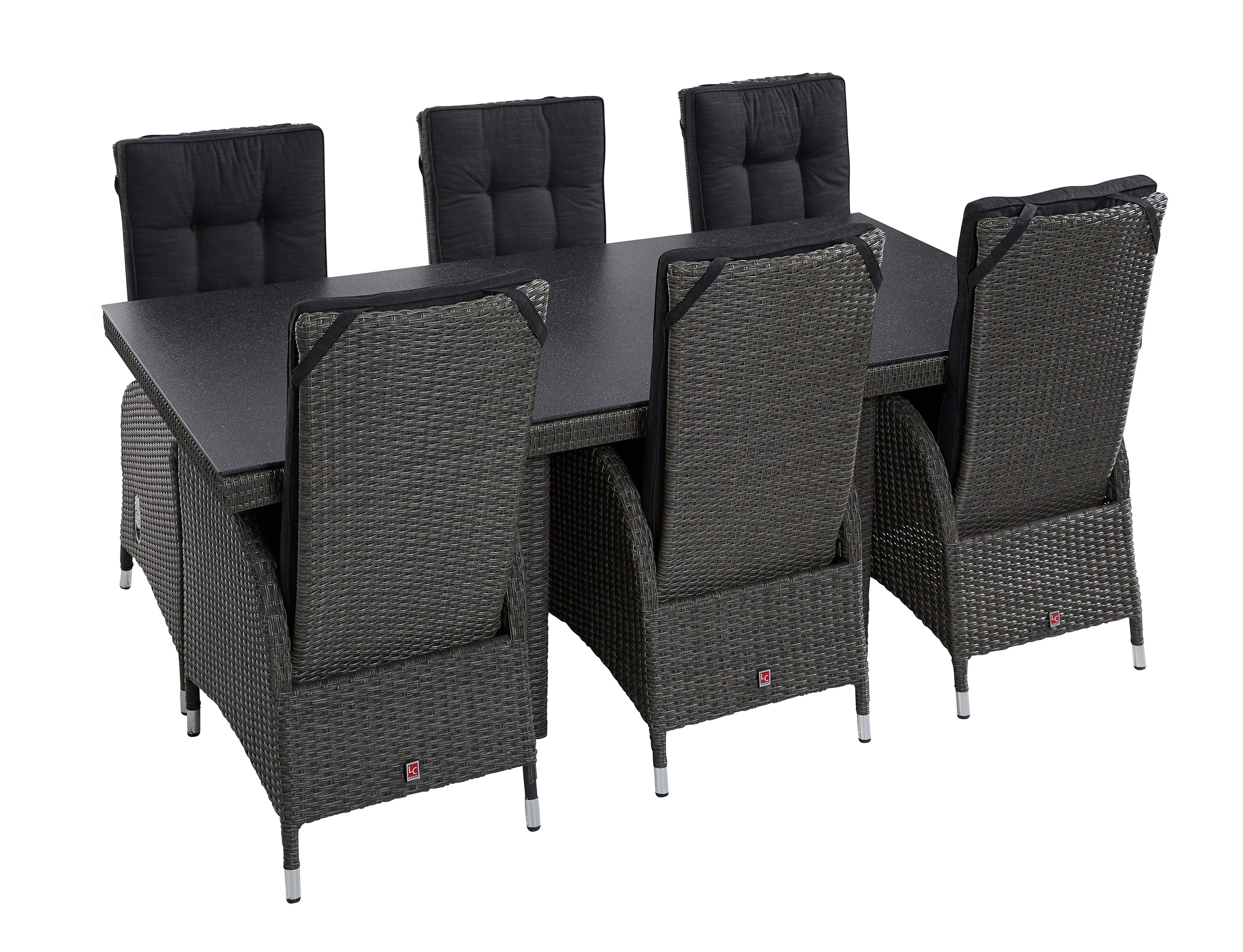 LC Garden »Barcelona« Gartenset grau-mix 192cm Esstisch + 6 Positionsstühle Dining Set Sitzgruppe