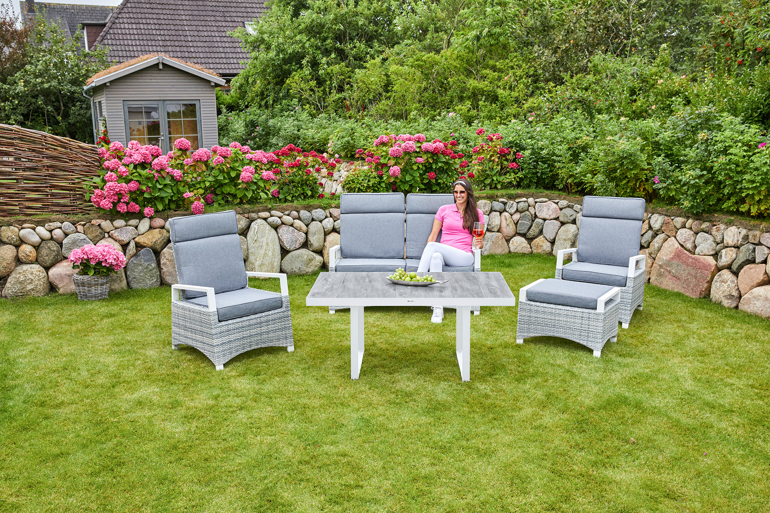 LC Garden »Keramo« Living Loungetisch Couchtisch 140x85x65cm weiß