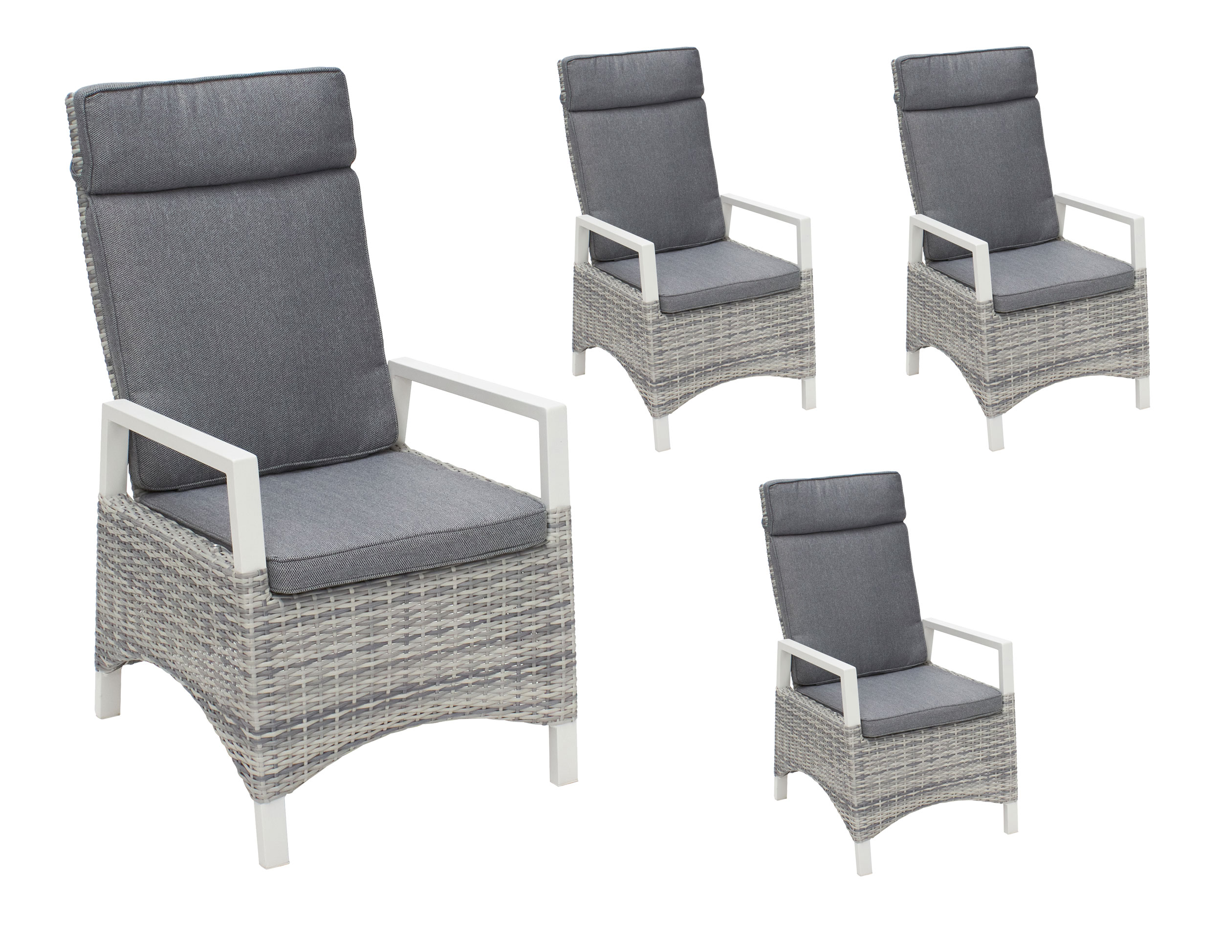 LC Garden »Keramo« Dining 4er Set Positionsstuhl Verstellsessel weiß