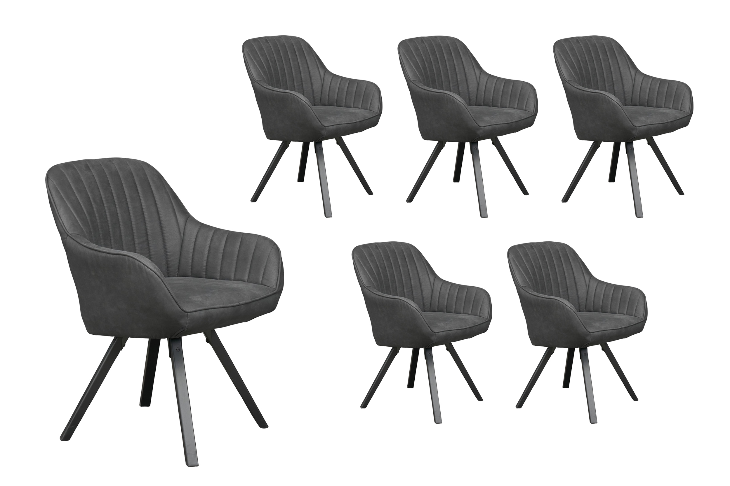 LC Home 6er Set Esszimmerstuhl Drehstuhl »Trevi« Microfaser schwarz Polsterstuhl