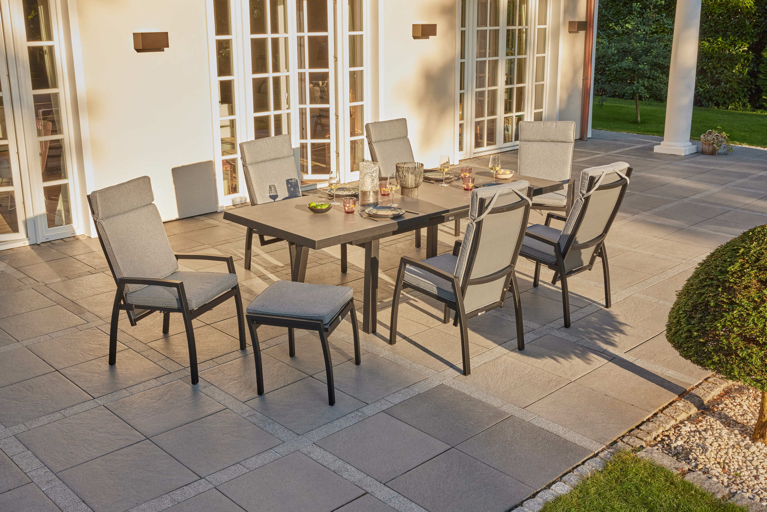 LC Garden 2er Set »Sondrino« Positionsstuhl Textilen schwarz Gartenstuhl Verstellsessel