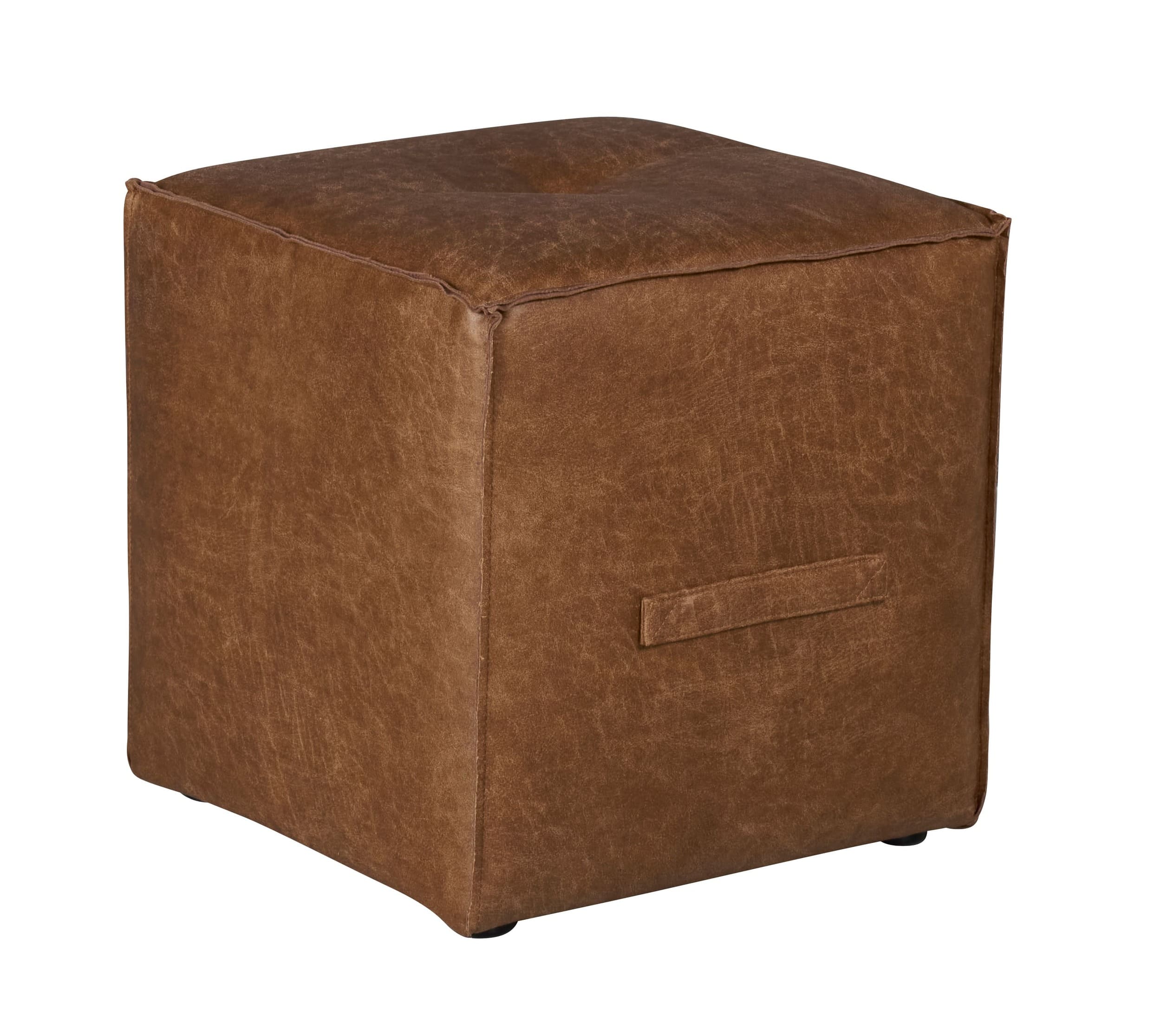 LC Home Sitzhocker »Danzig« inkl. Griff Lederoptik braun 41x41x44cm
